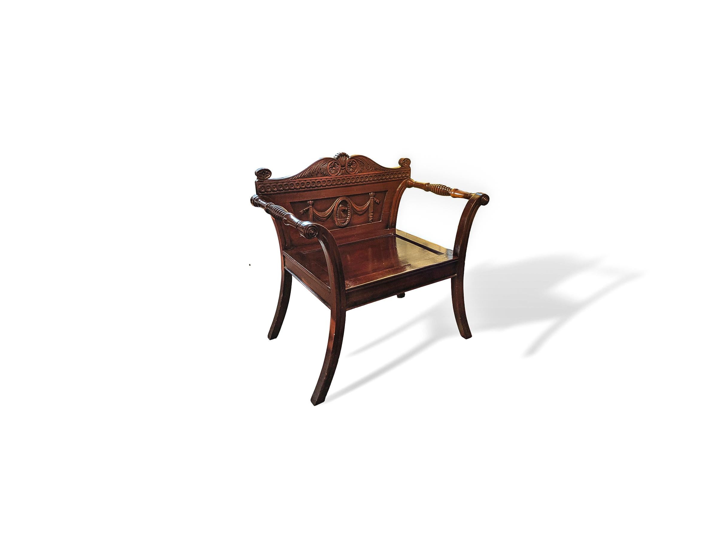 Northern Irish 19th Century Carved Mahogany Irish Hall Chair