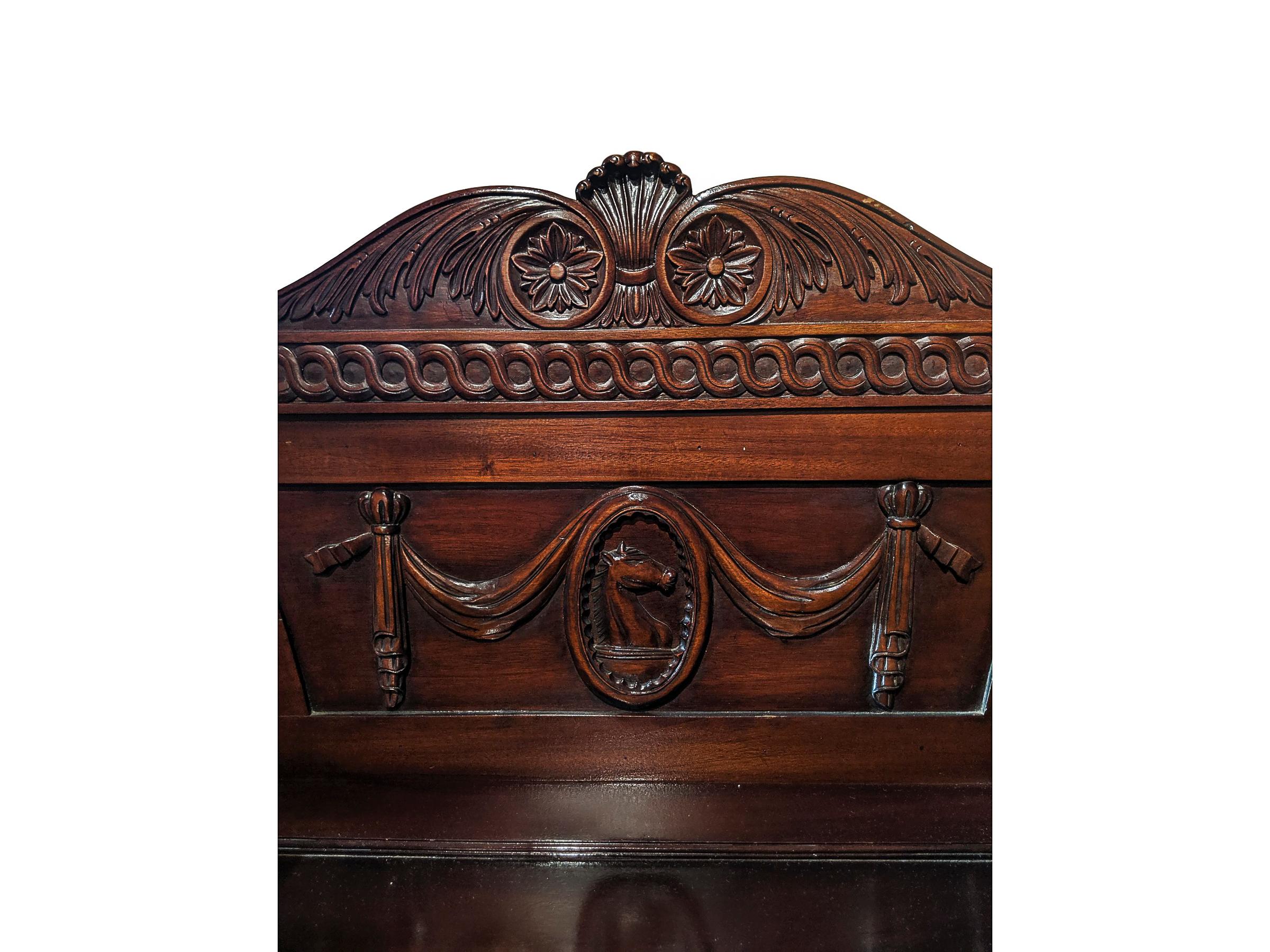 19th Century Carved Mahogany Irish Hall Chair 1