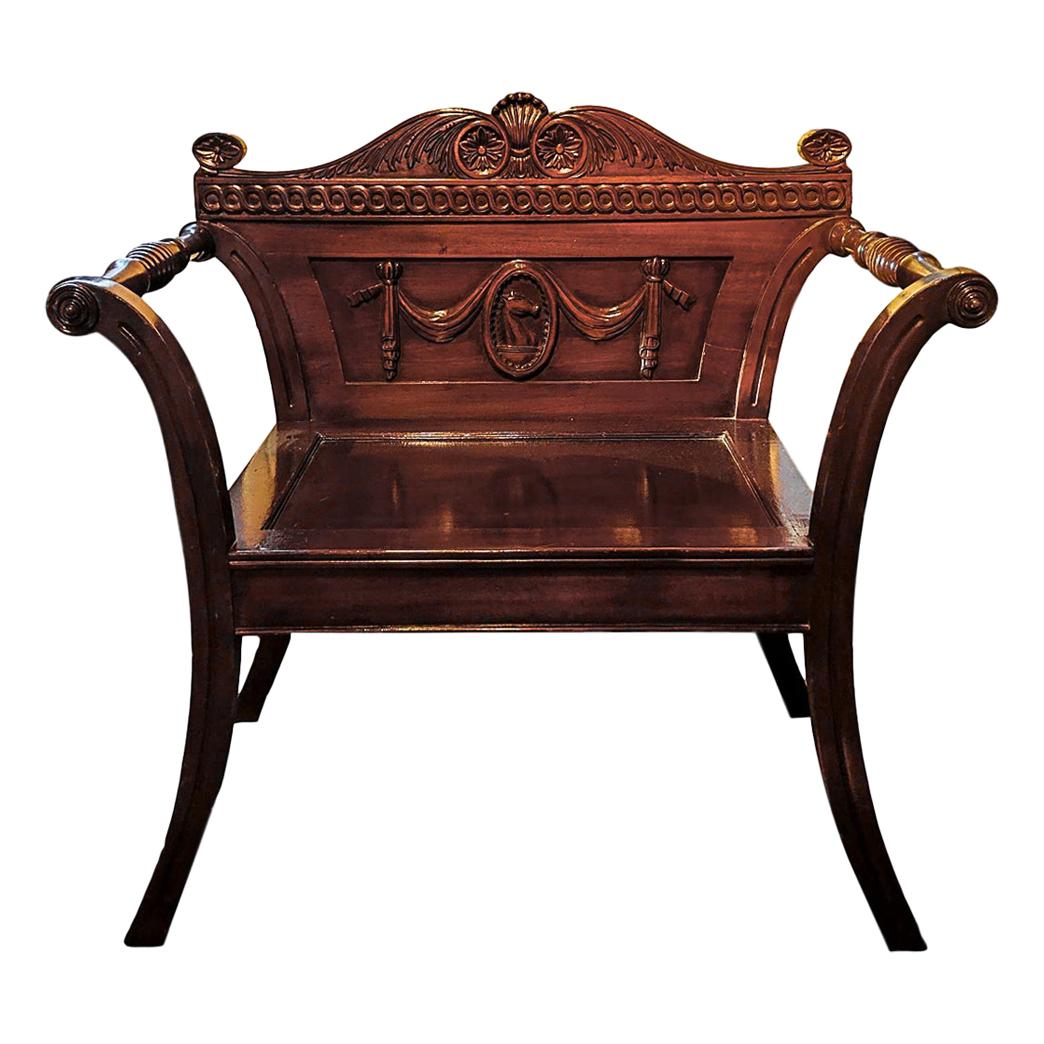 19th Century Carved Mahogany Irish Hall Chair