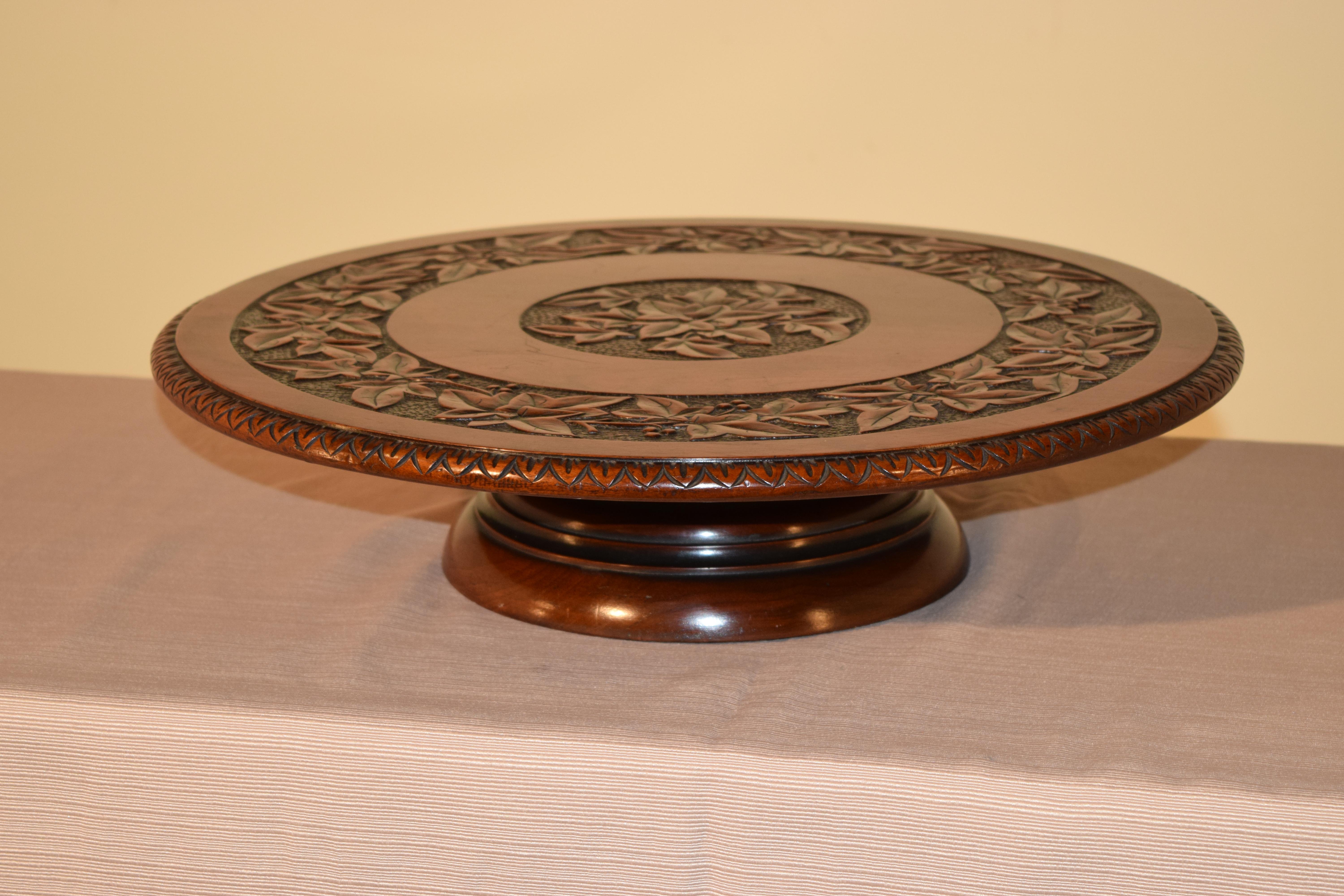 English 19th Century Carved Mahogany Lazy Susan