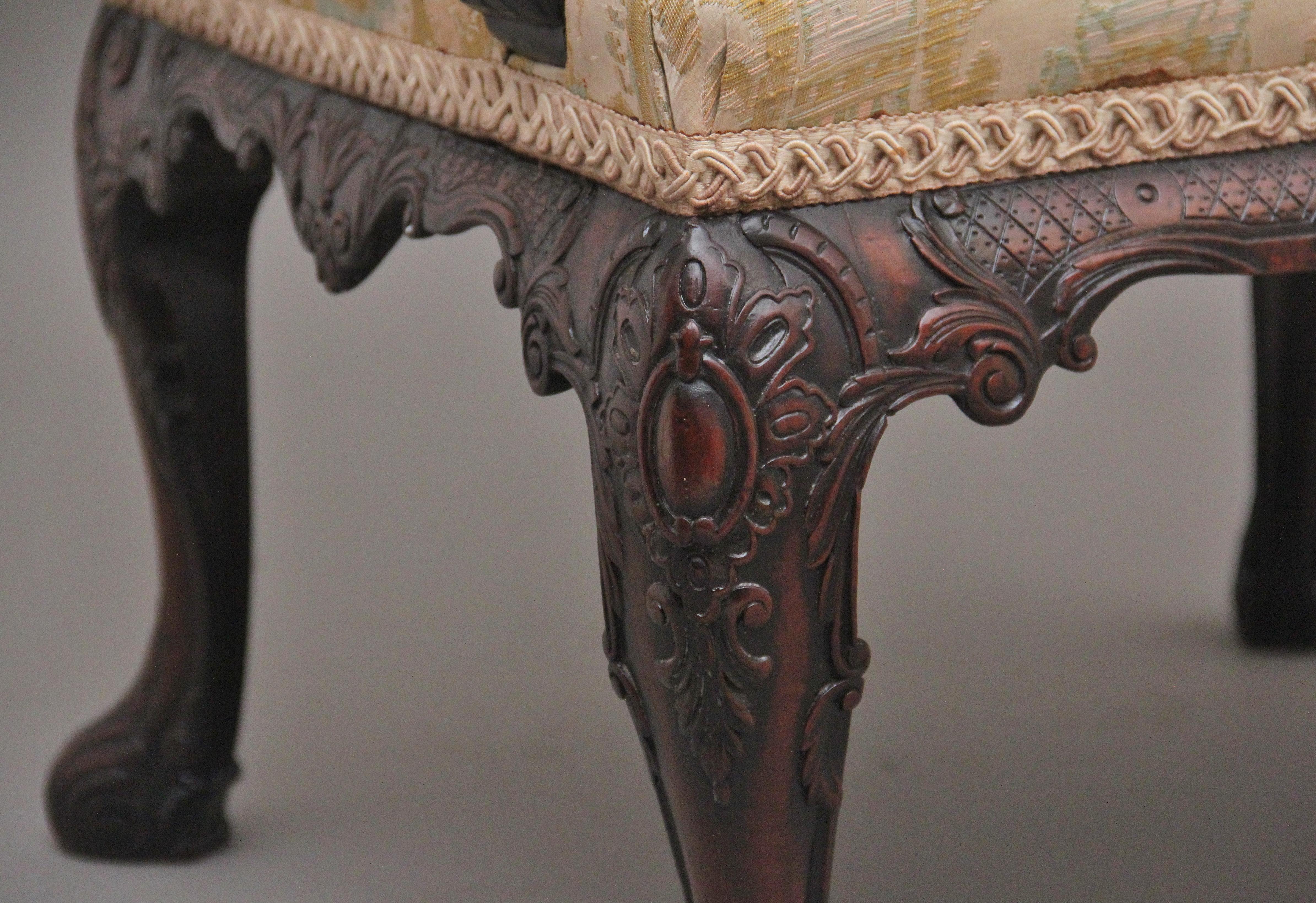 19th Century Carved Mahogany Library Armchair in the Chippendale Style For Sale 2