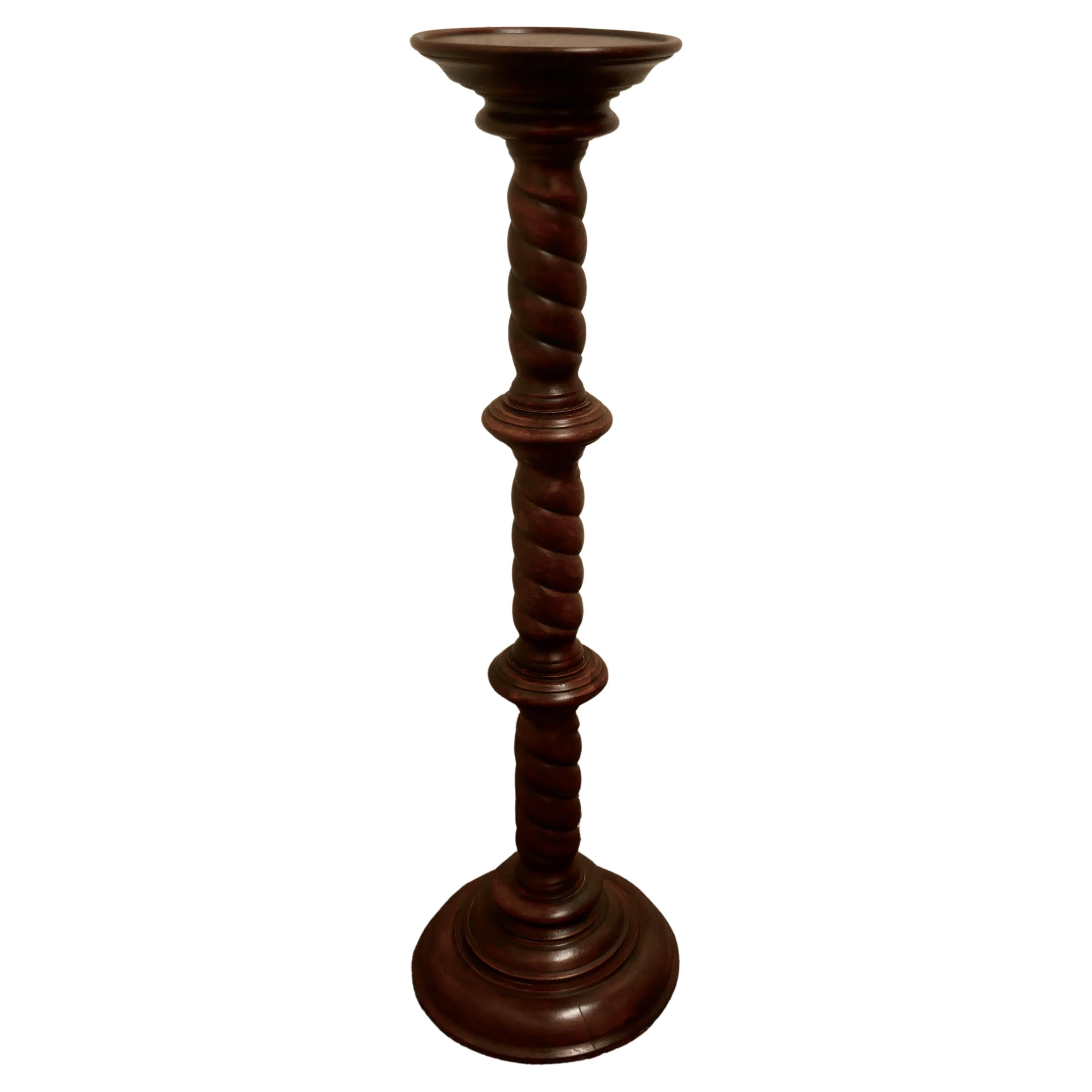 19th Century Carved Mahogany Pedestal Torchere For Sale