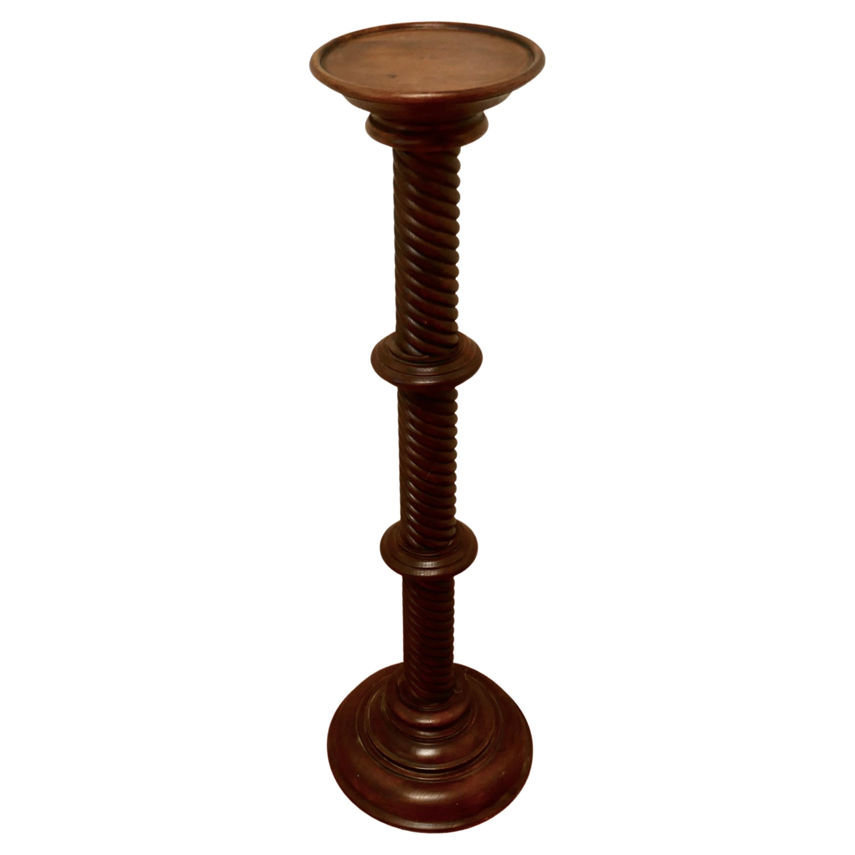 19th Century Carved Mahogany Pedestal Torchere For Sale