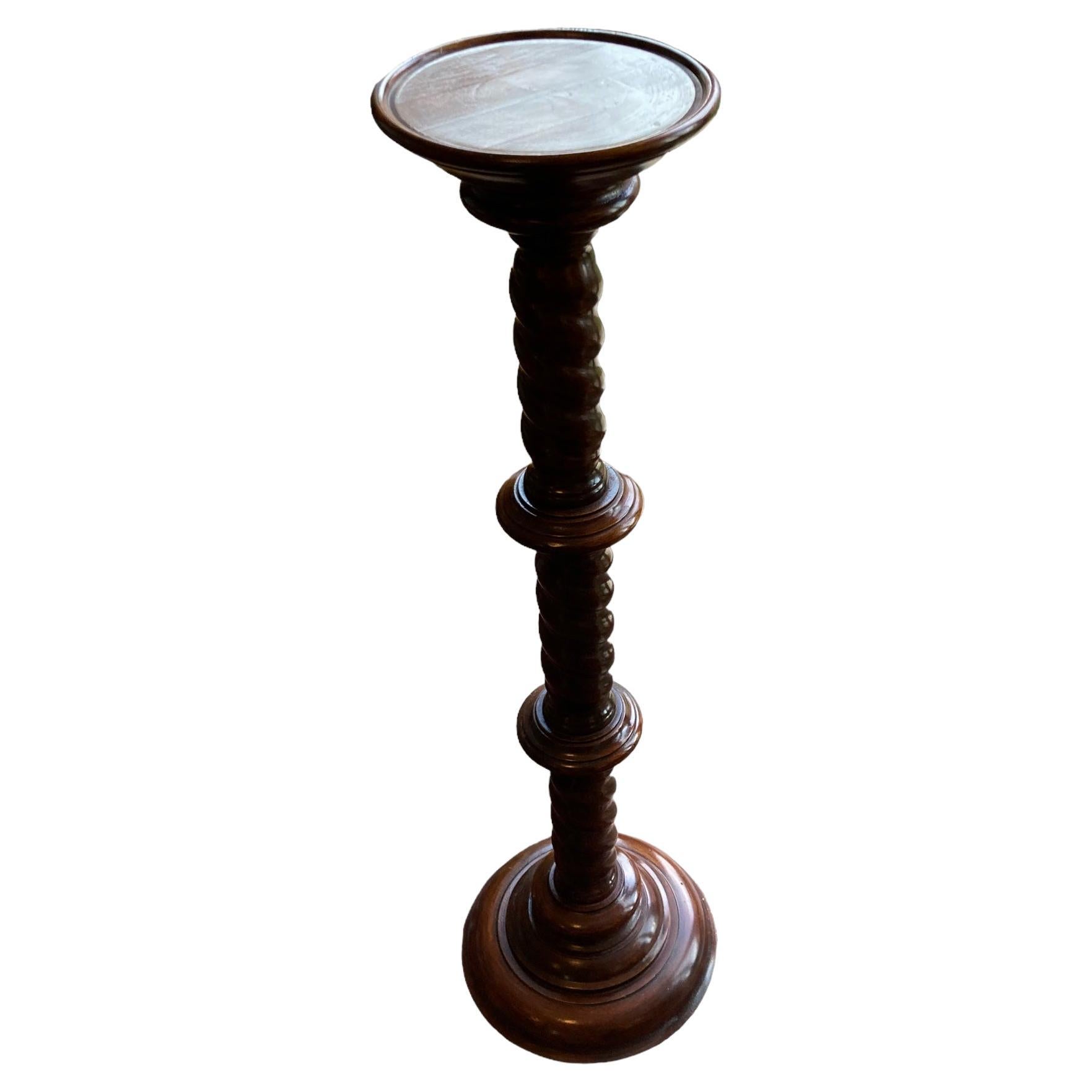 19th Century Carved Mahogany Pedestal Torchere/ Jardinere For Sale
