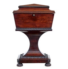19th century carved mahogany teapoy stamped Gillows