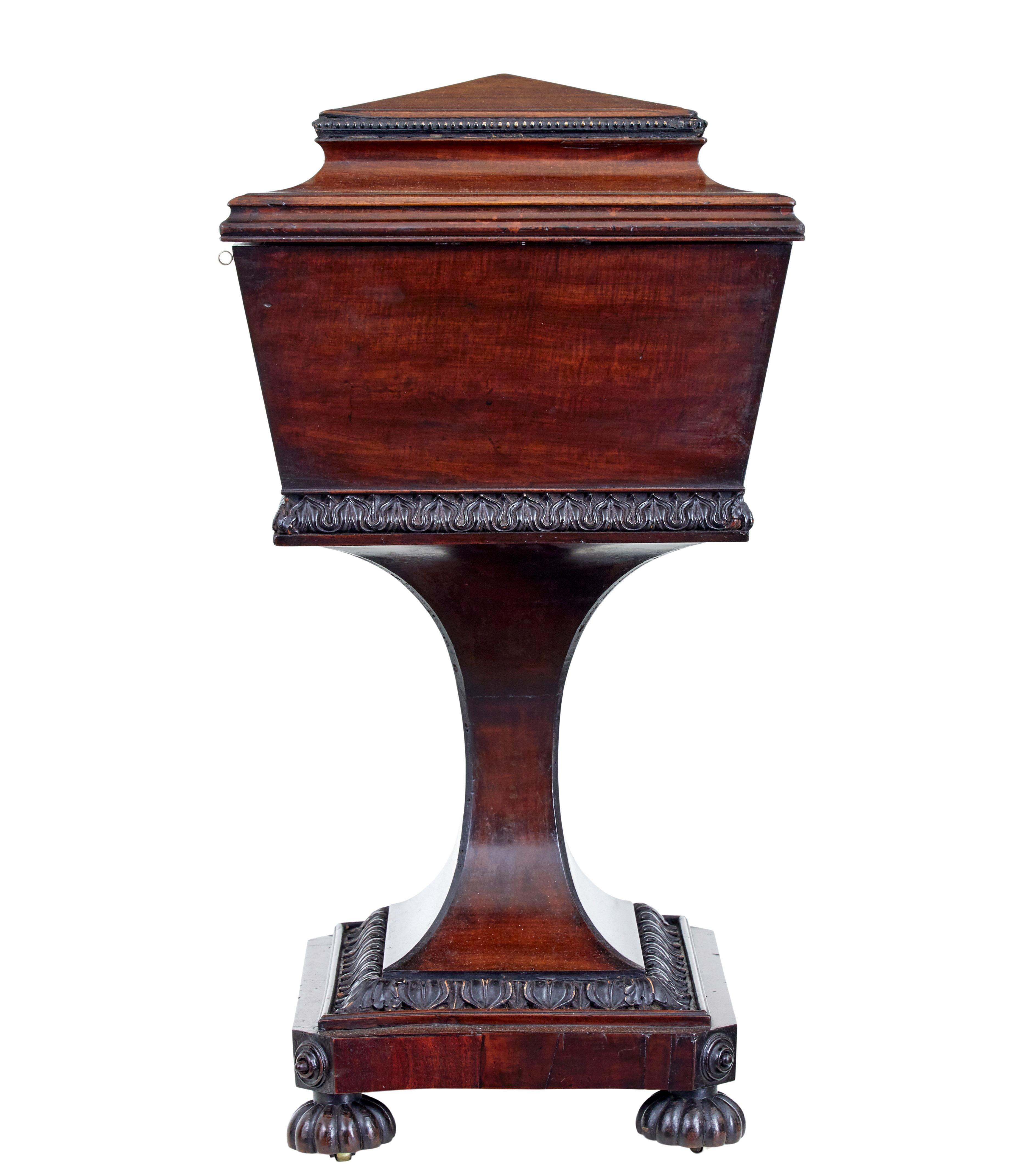 Regency 19th century carved mahogany teapoy stamped Gillows For Sale
