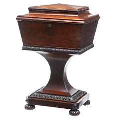 19th Century Carved Mahogany Teapoy Stamped Gillows