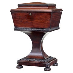 19th century carved mahogany teapoy stamped Gillows
