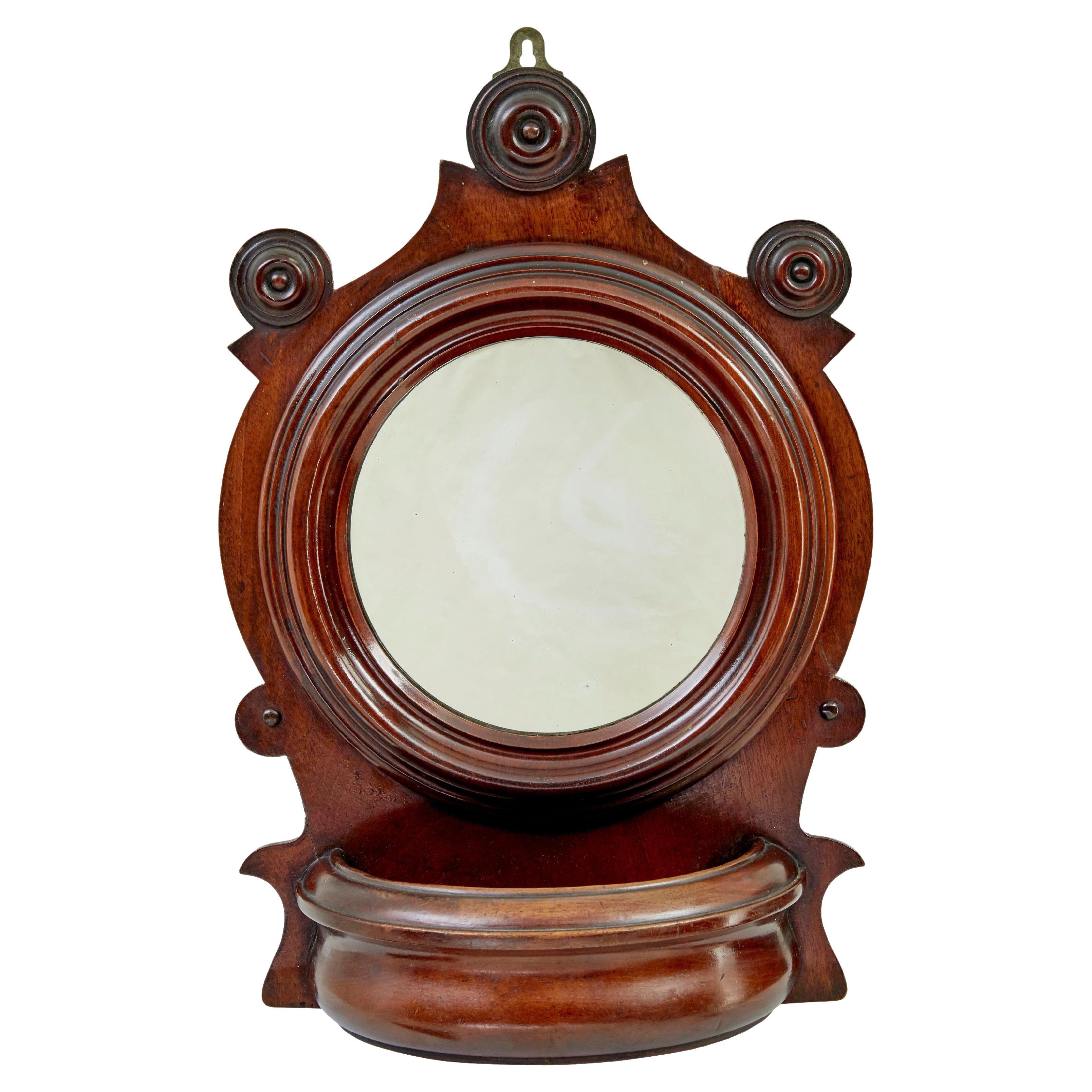 19th Century carved mahogany toilet mirror For Sale
