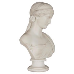 Antique 19th Century Carved Marble Bust of a Nymph by Robert Physick