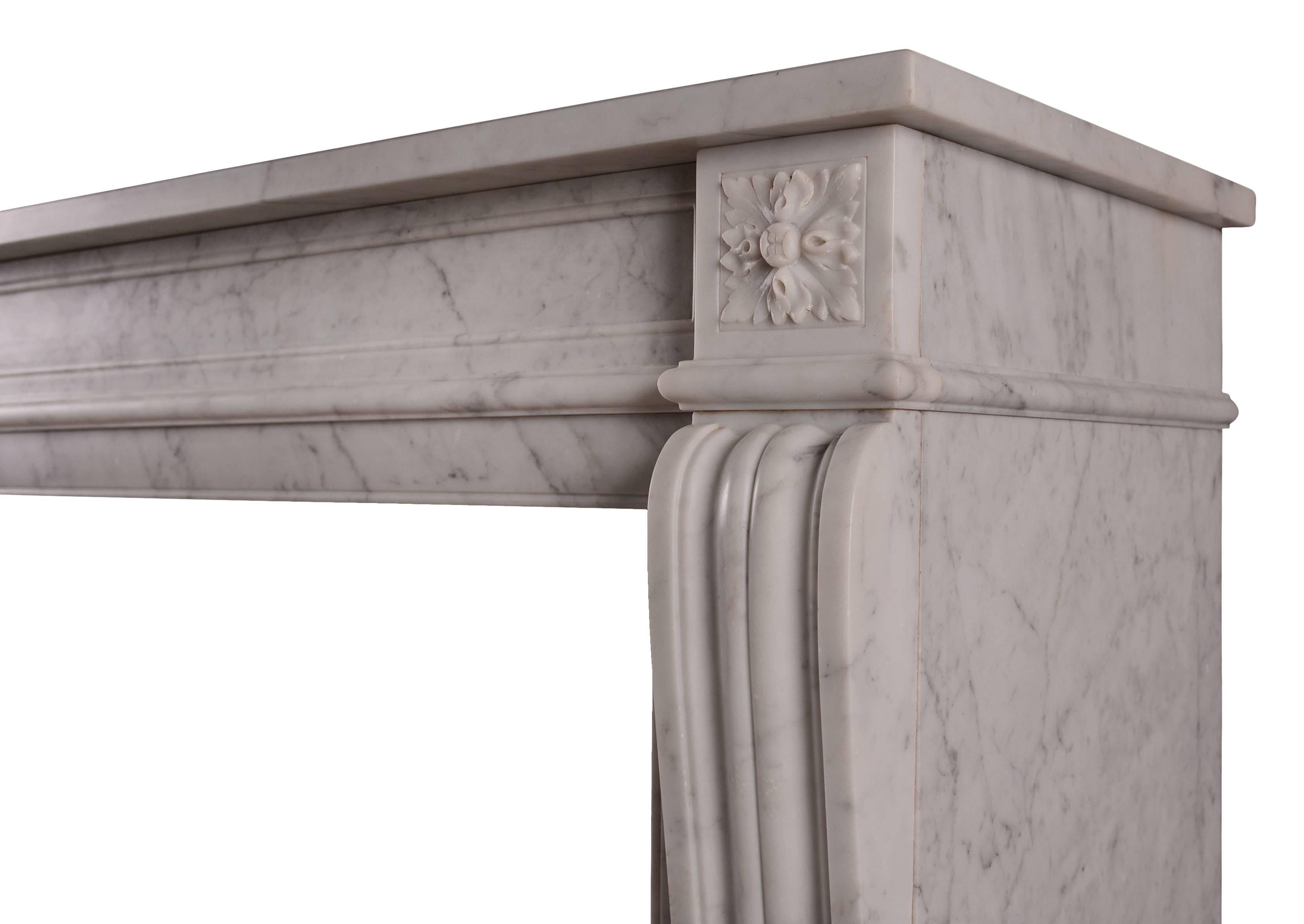 French 19th Century Carved Marble Fireplace in the Louis XVI Style For Sale