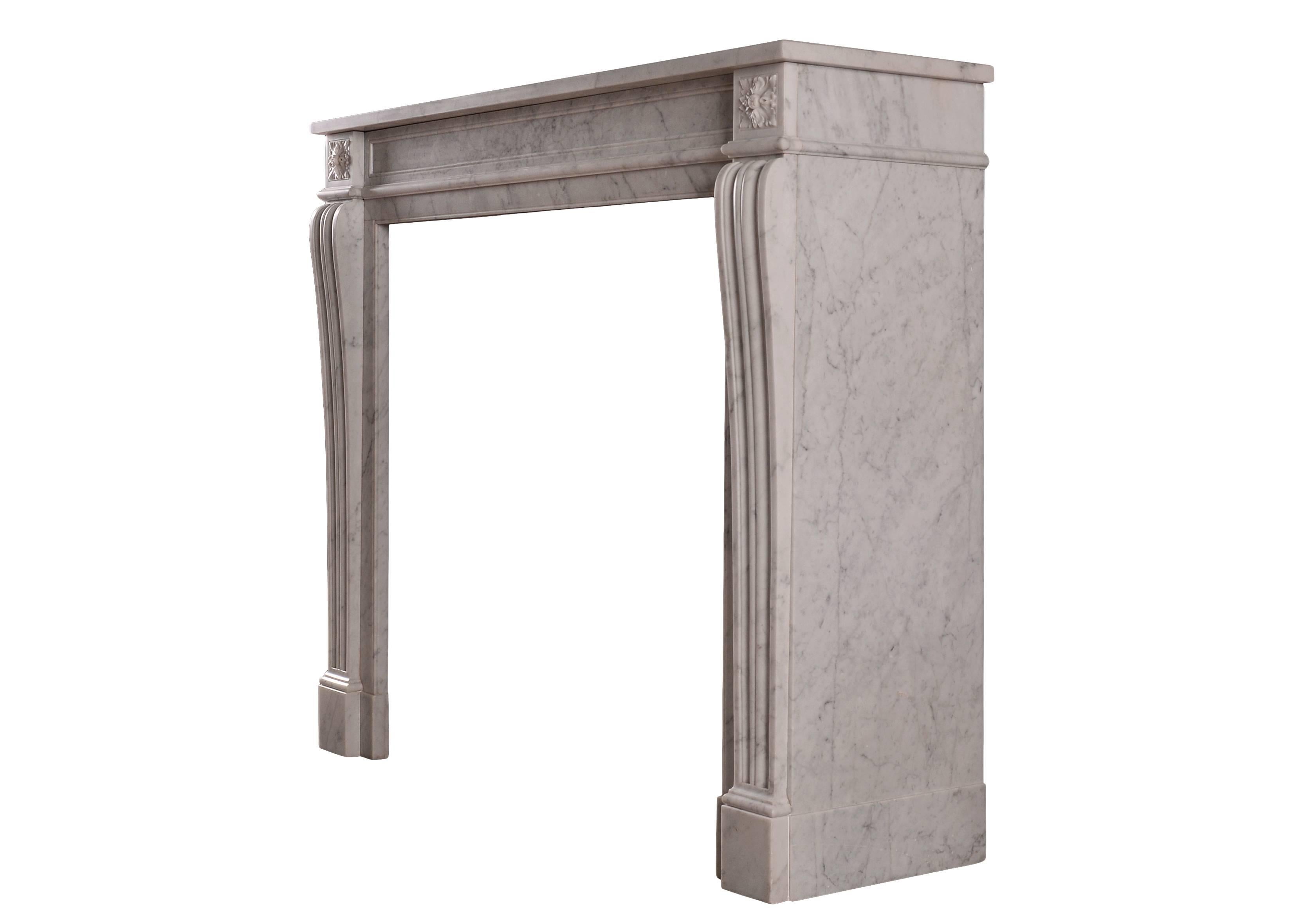 19th Century Carved Marble Fireplace in the Louis XVI Style In Good Condition For Sale In London, GB