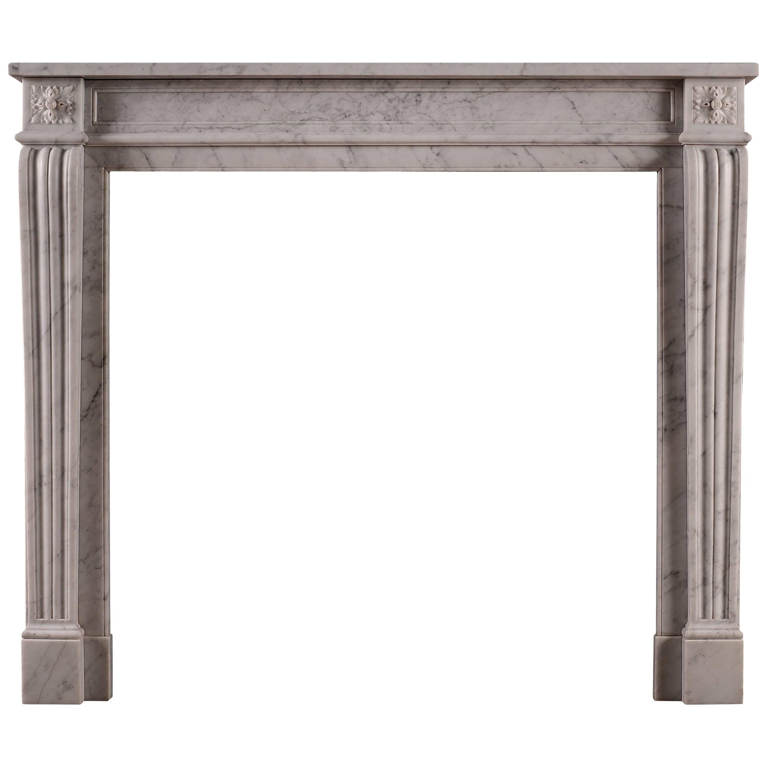 19th Century Carved Marble Fireplace in the Louis XVI Style For Sale