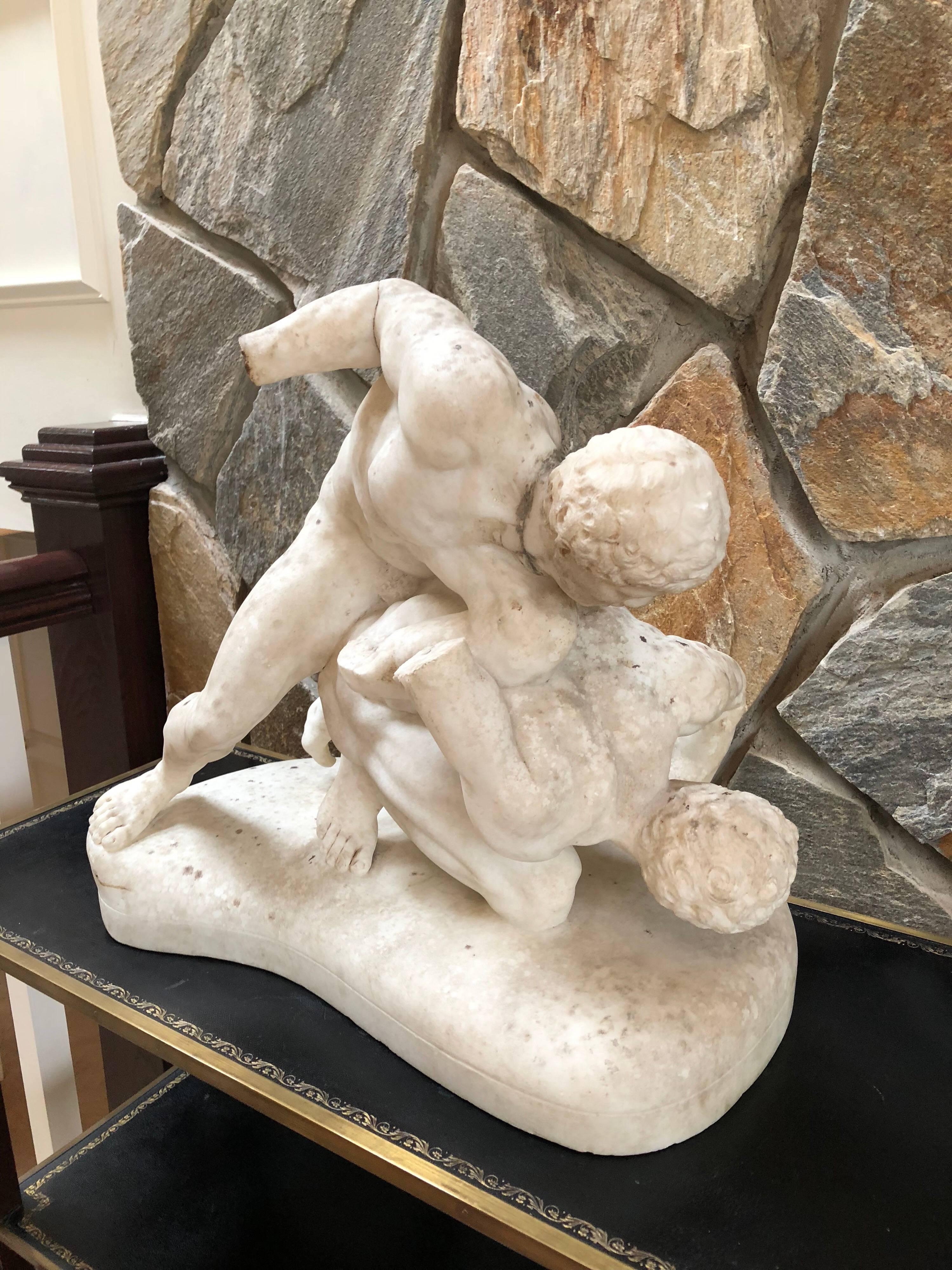 Classical Greek 19th Century Carved Marble Sculpture of the Uffizi Wrestlers