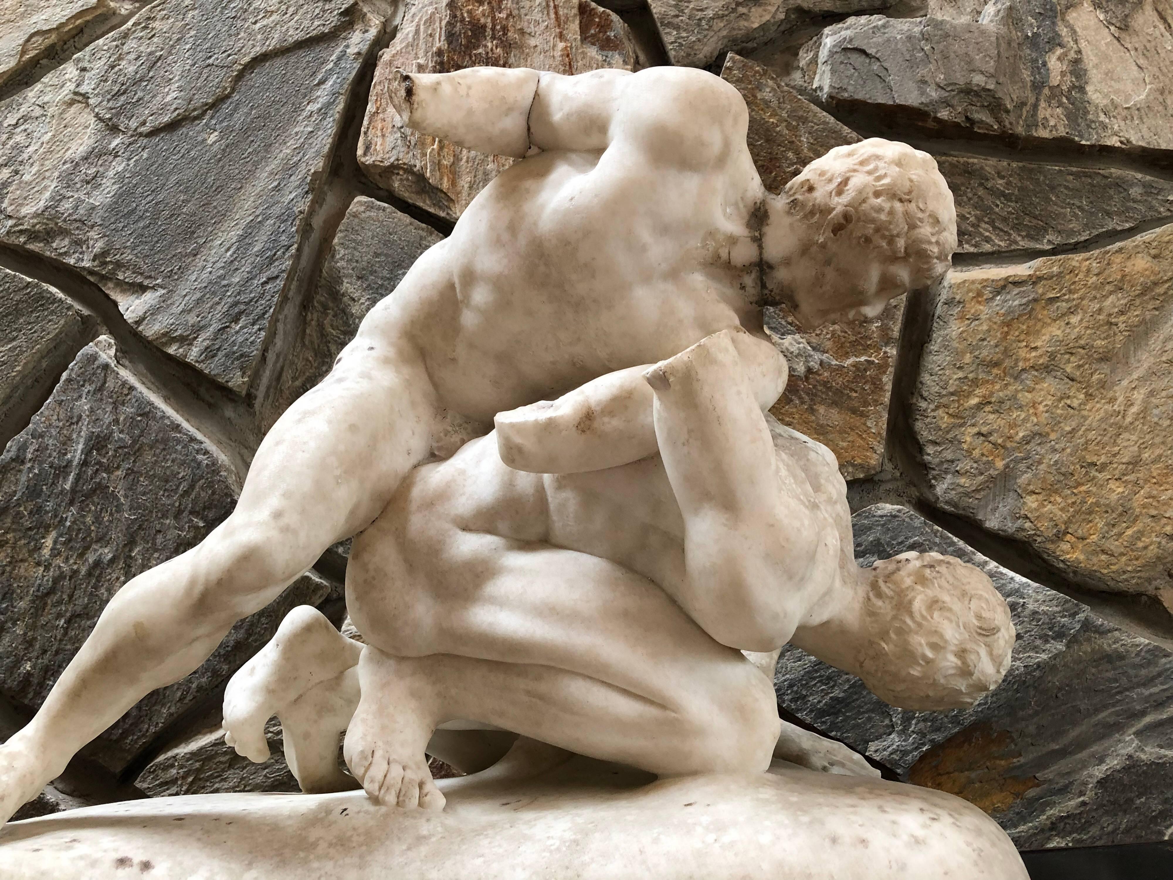 Unknown 19th Century Carved Marble Sculpture of the Uffizi Wrestlers