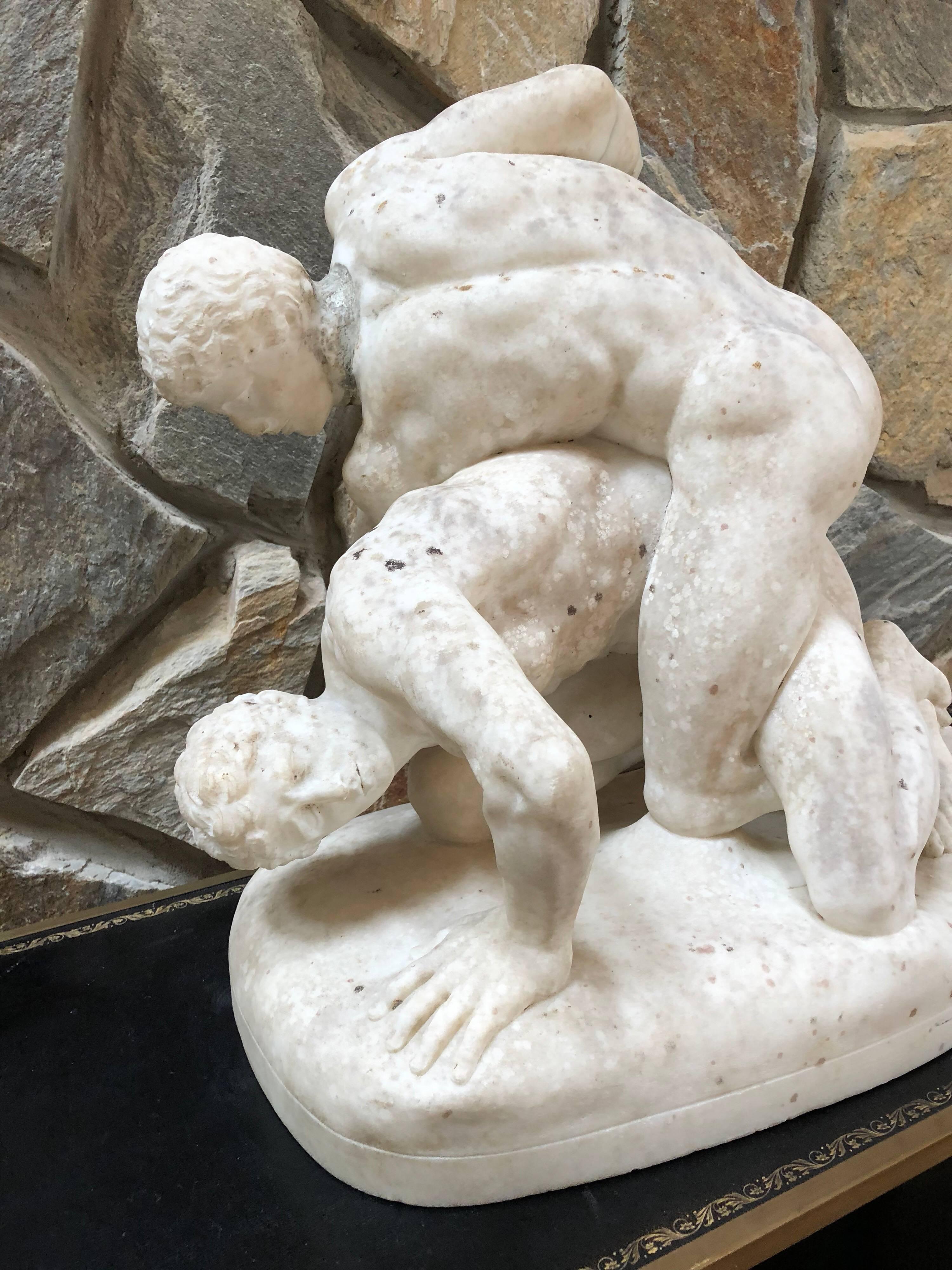 19th Century Carved Marble Sculpture of the Uffizi Wrestlers 1
