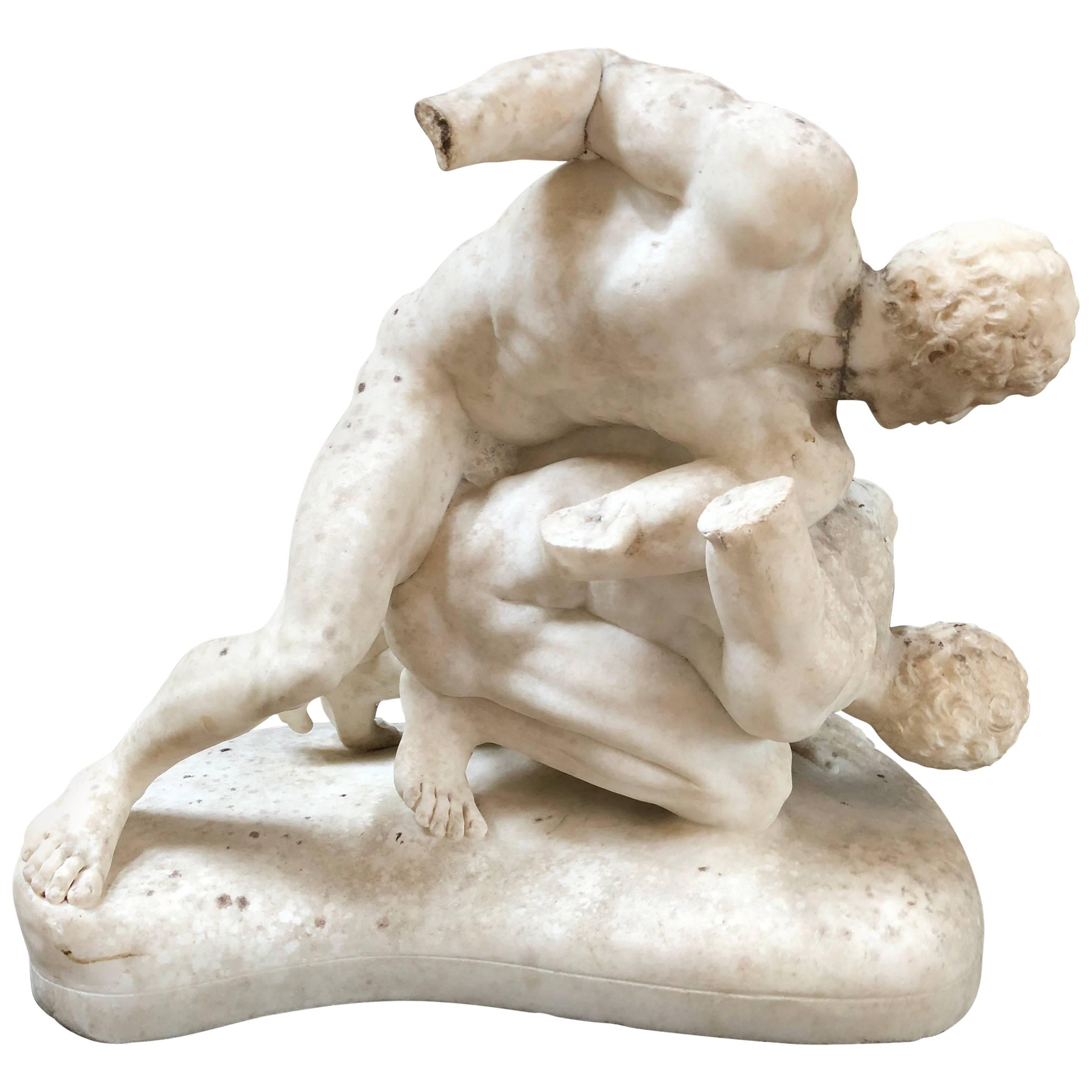 19th Century Carved Marble Sculpture of the Uffizi Wrestlers