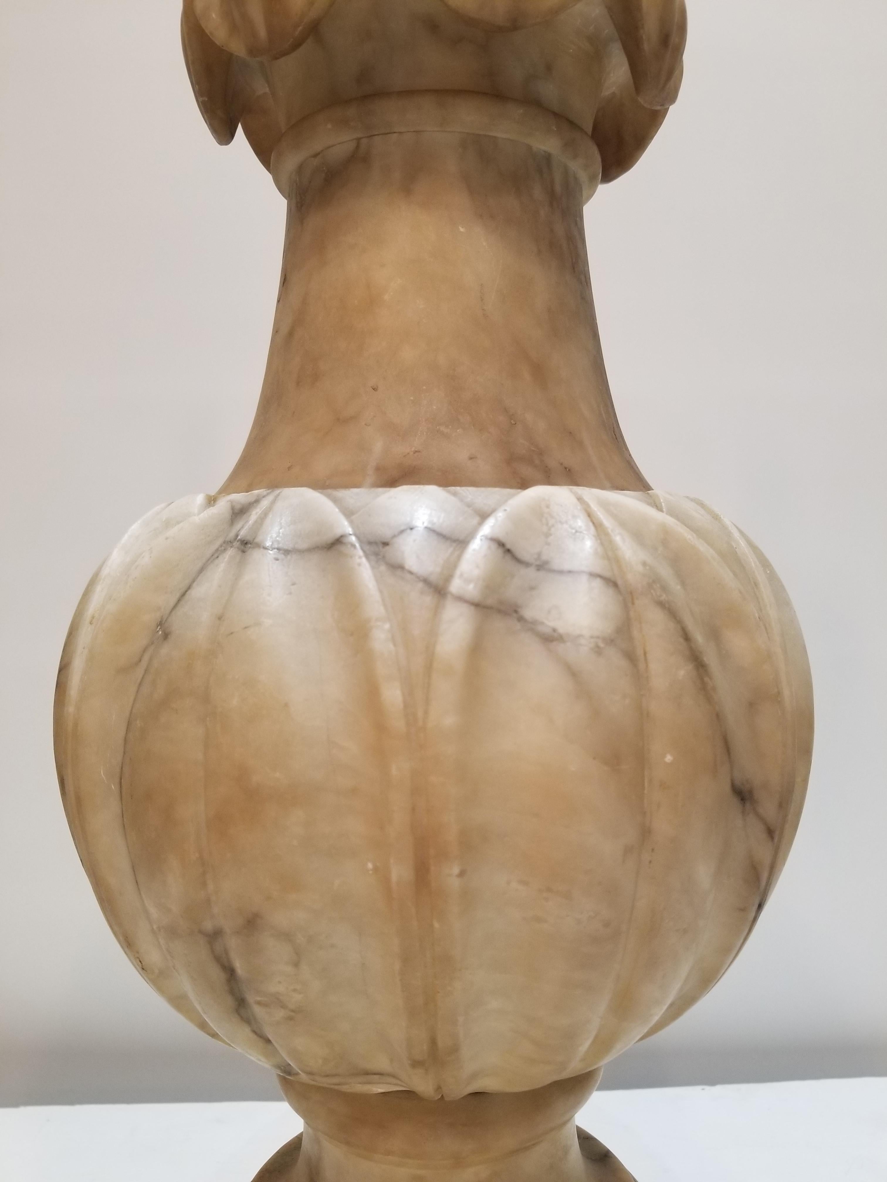 19th Century Carved Marble Urn, Mounted as a Lamp For Sale 1