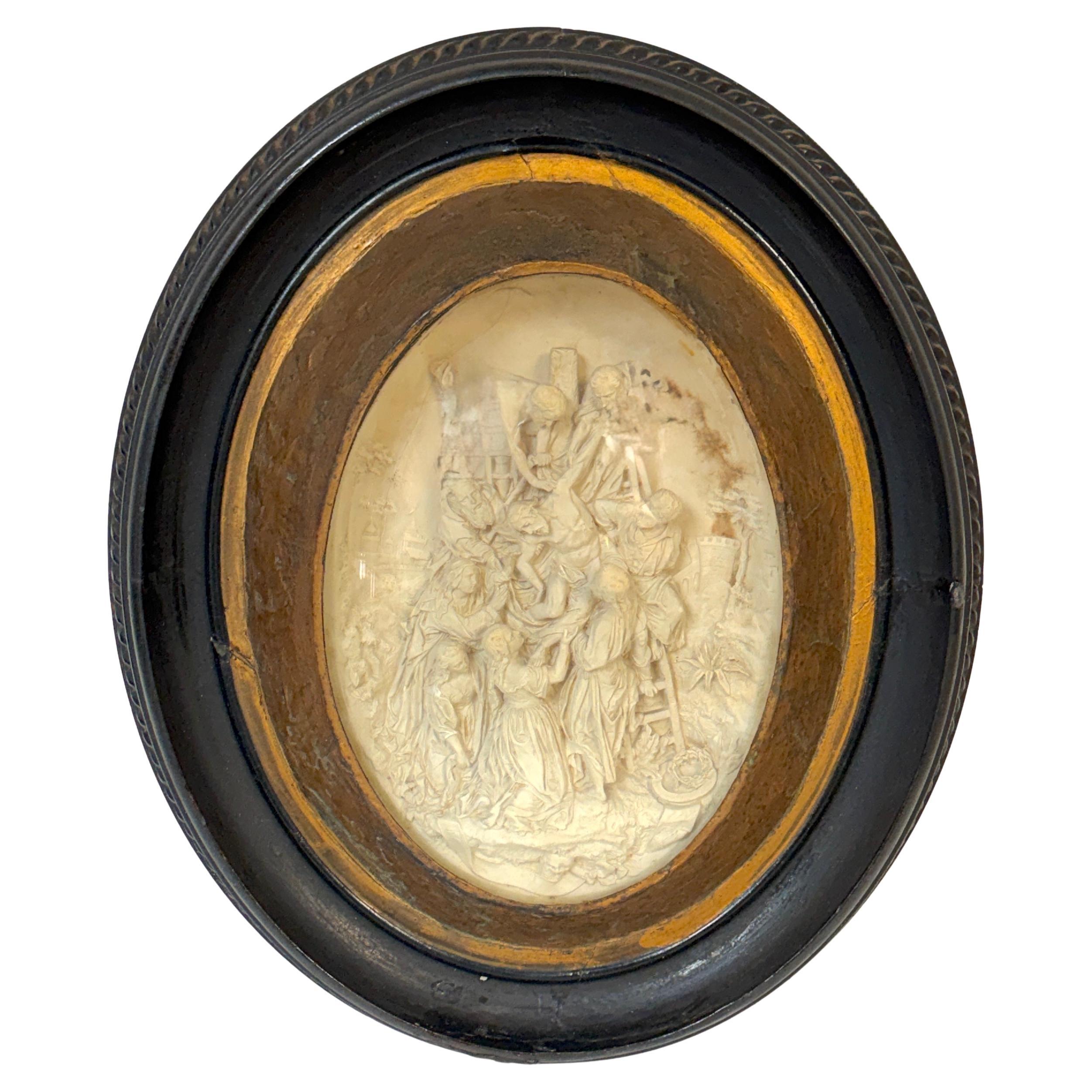 19th Century Carved Meerschaum Devotional Relief of The Descent from the Cross