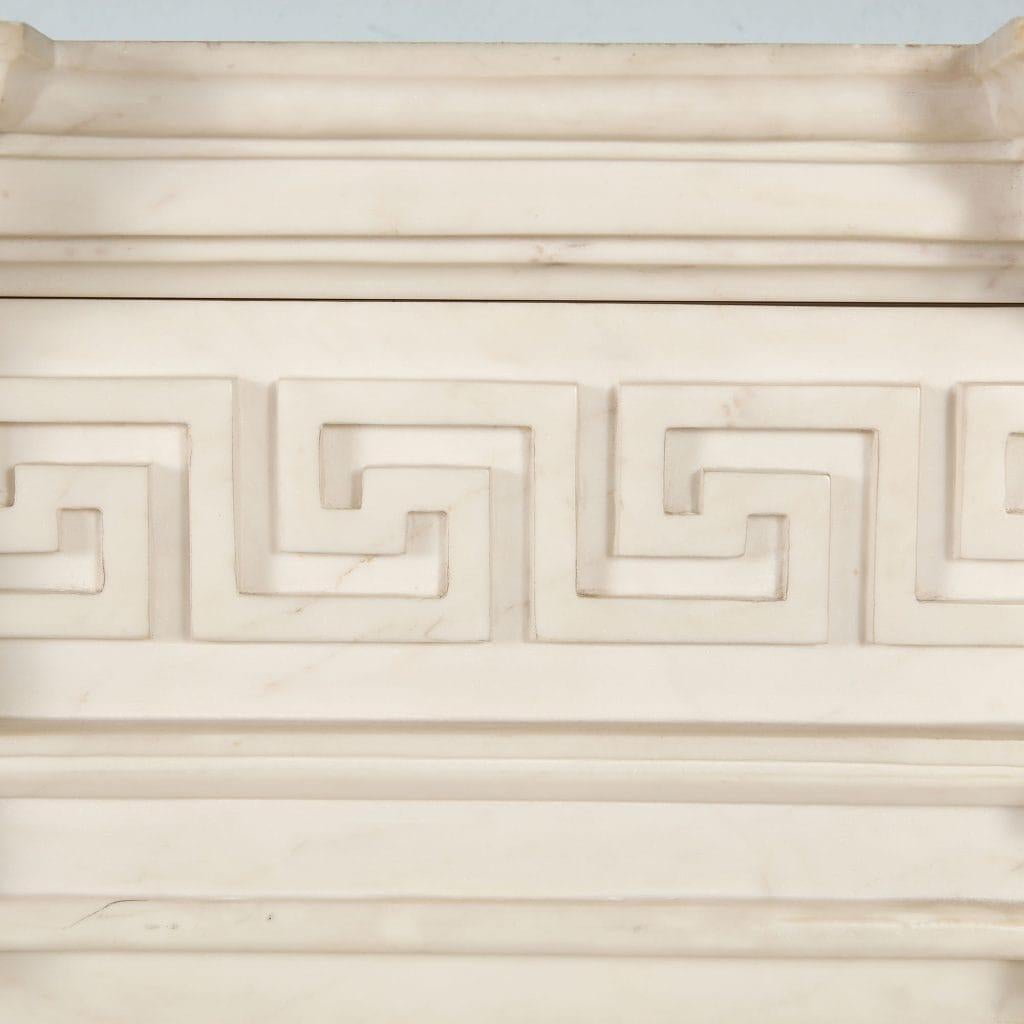 English 19th Century Carved Neoclassical Statuary Marble Fire Surround