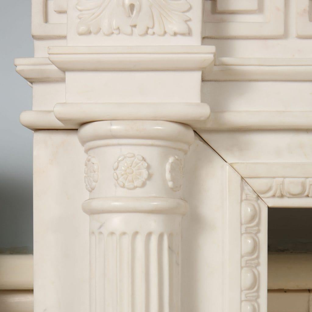 19th Century Carved Neoclassical Statuary Marble Fire Surround In Good Condition In London, by appointment only