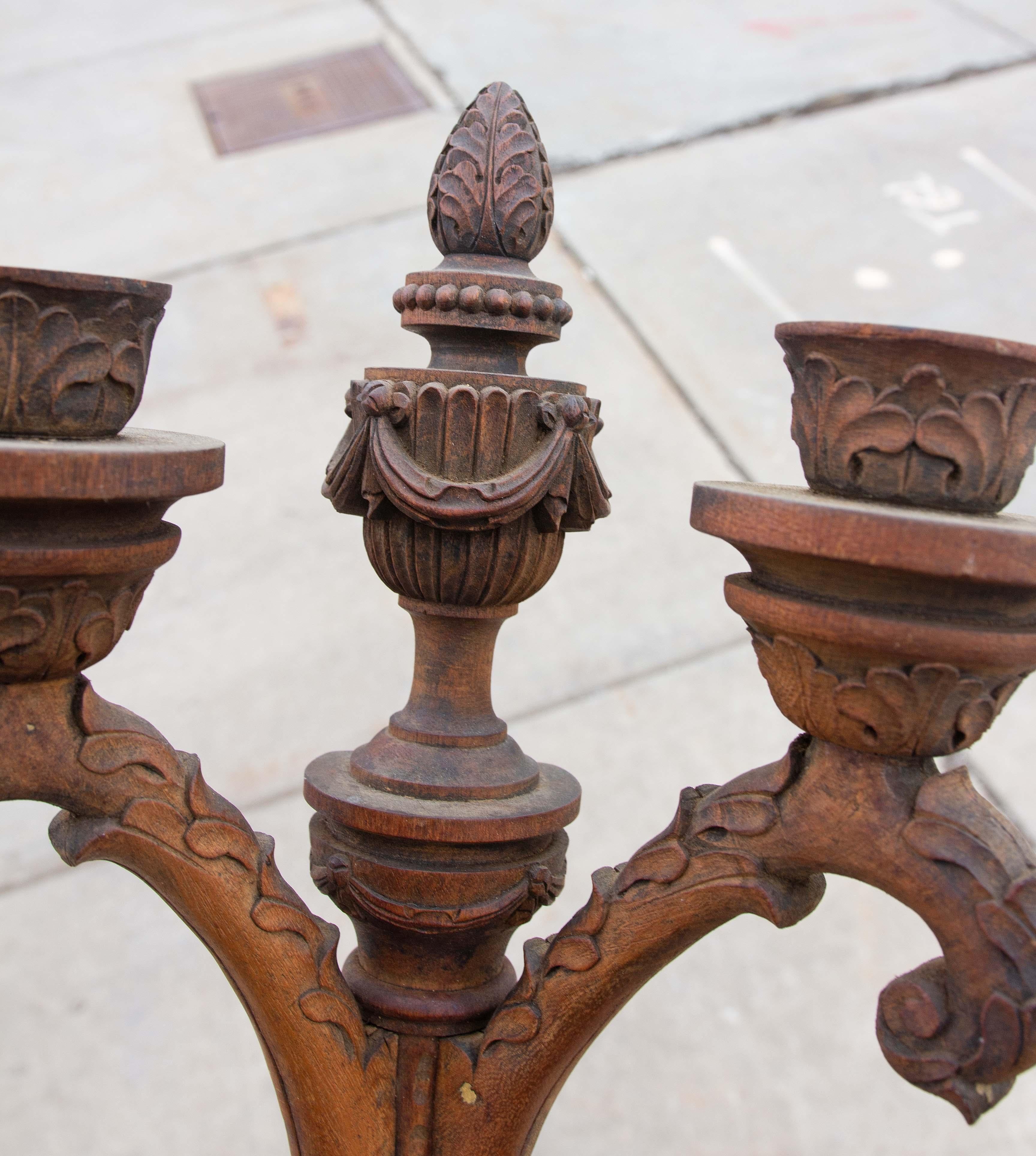 19th Century Carved Neoclassical Carved Wood Sconces, a Pair In Good Condition For Sale In Rochester, NY