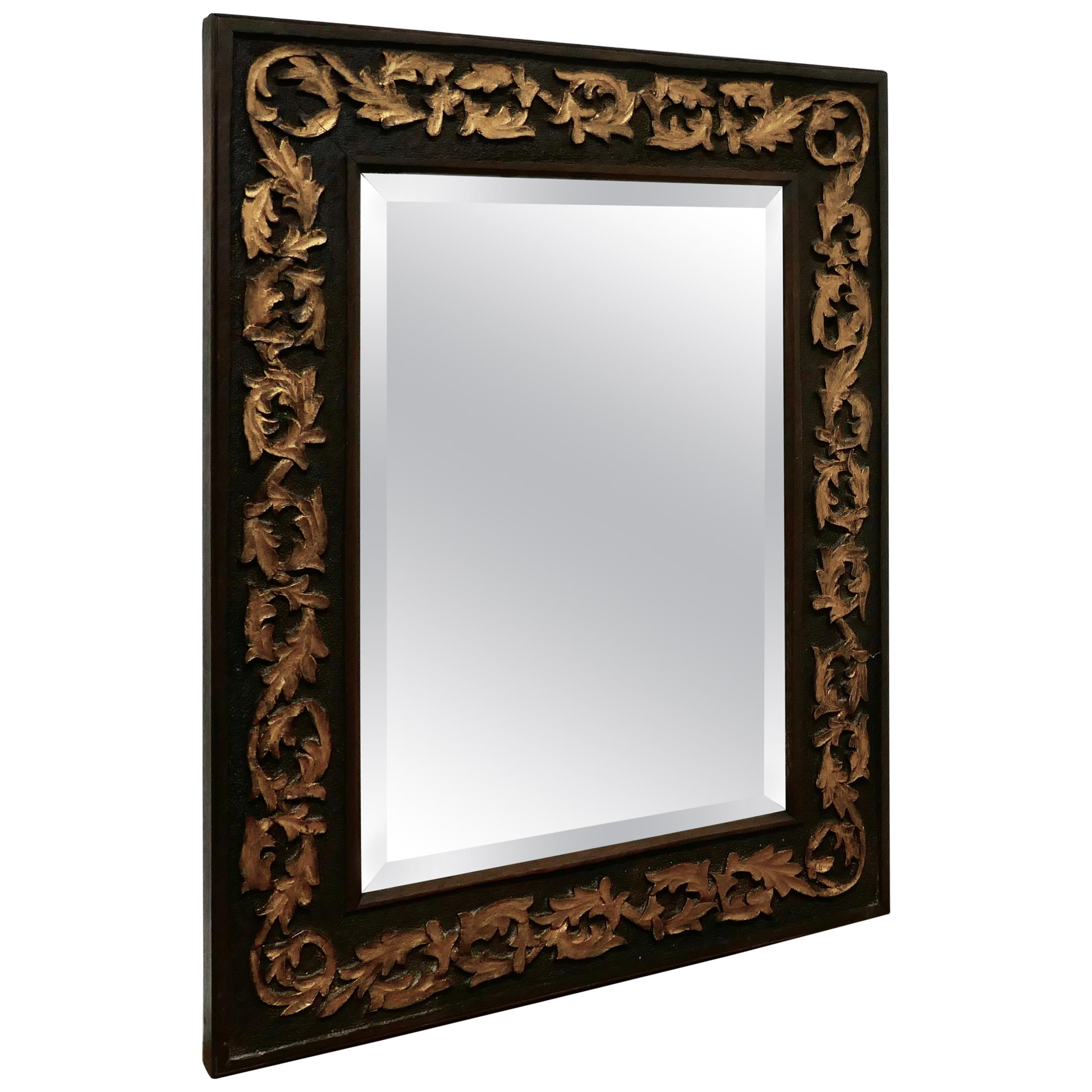 19th Century Carved Oak and Gilt Wall Mirror