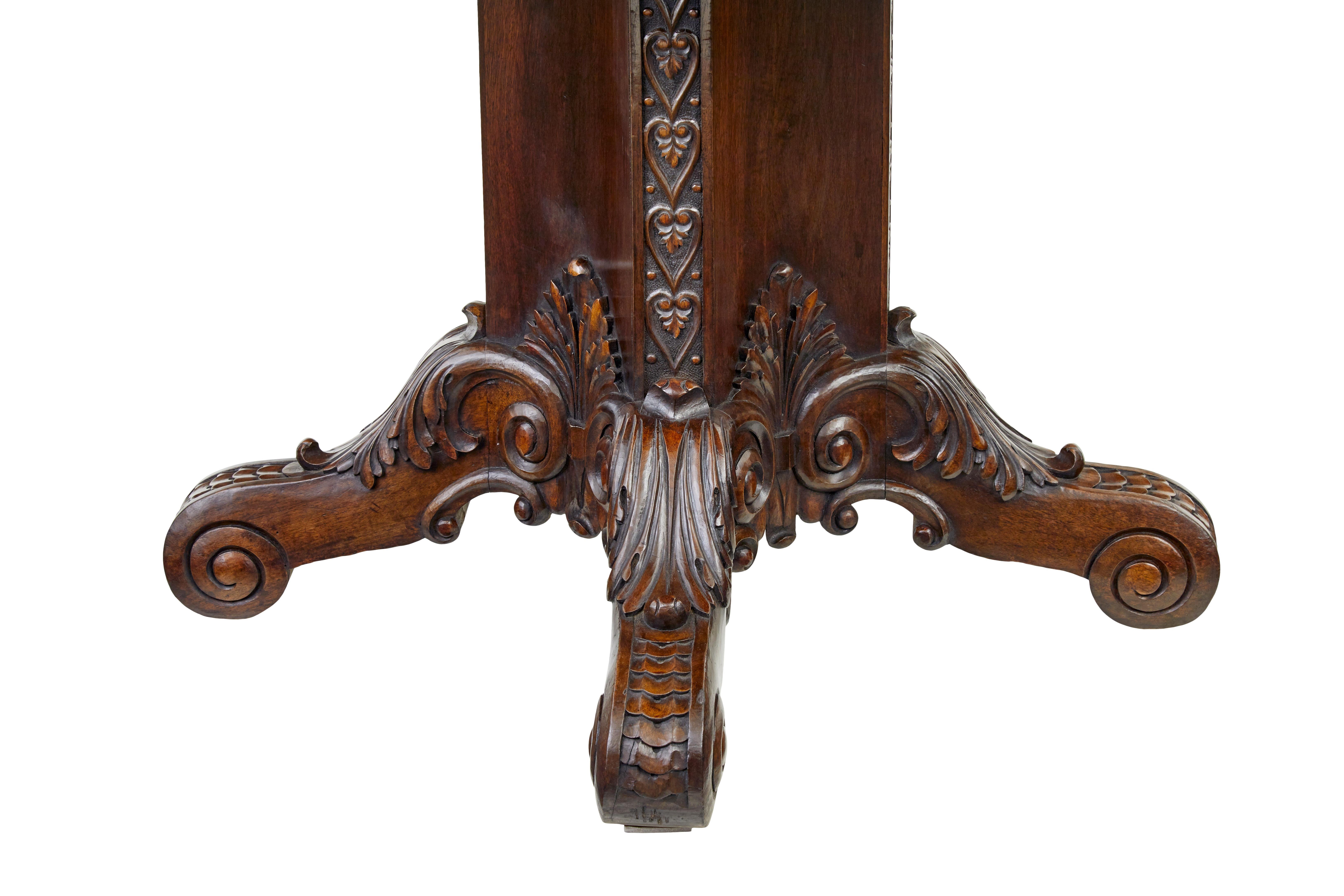 19th Century carved oak and marble center table In Good Condition For Sale In Debenham, Suffolk
