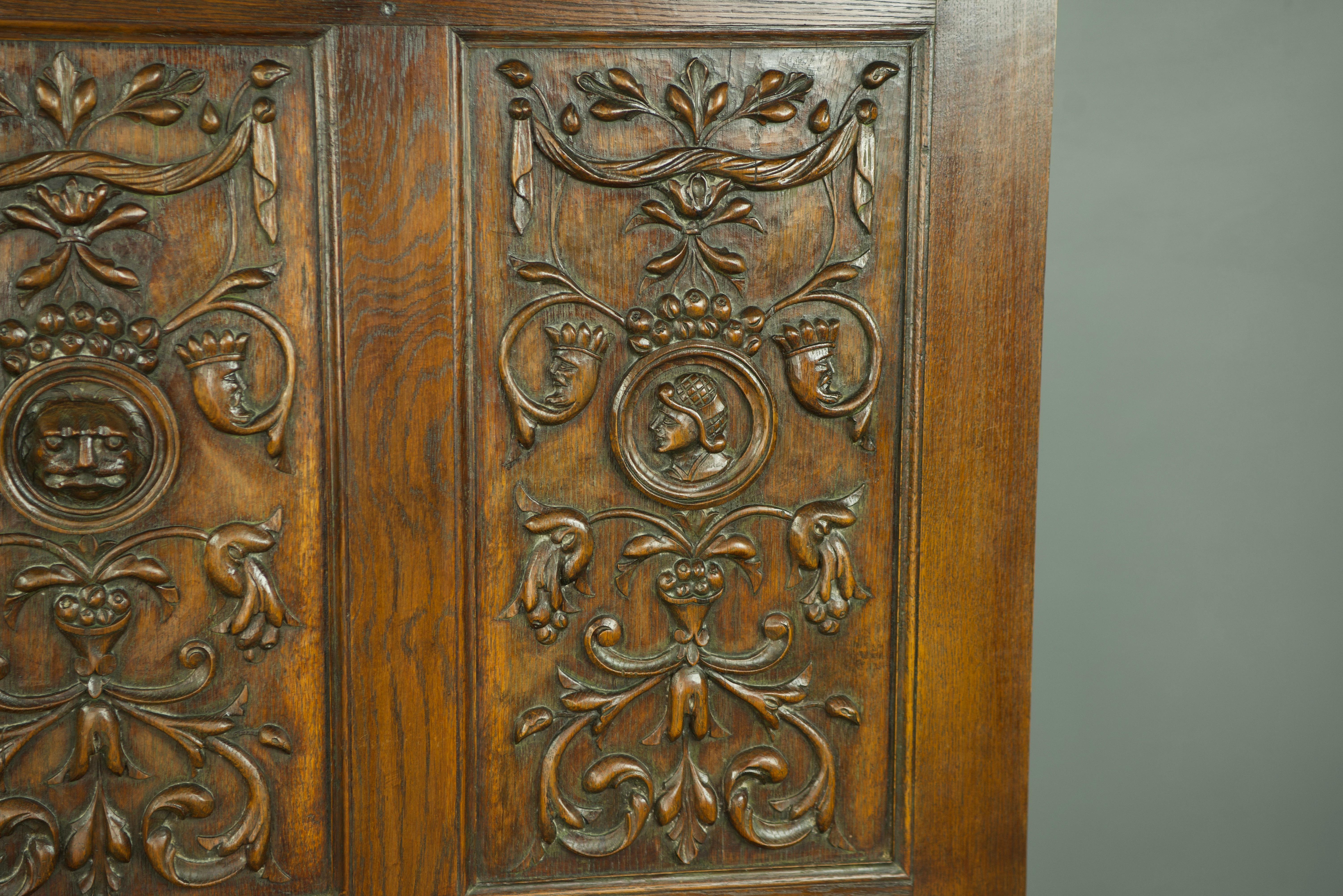 Oak 19th century carved oak bench