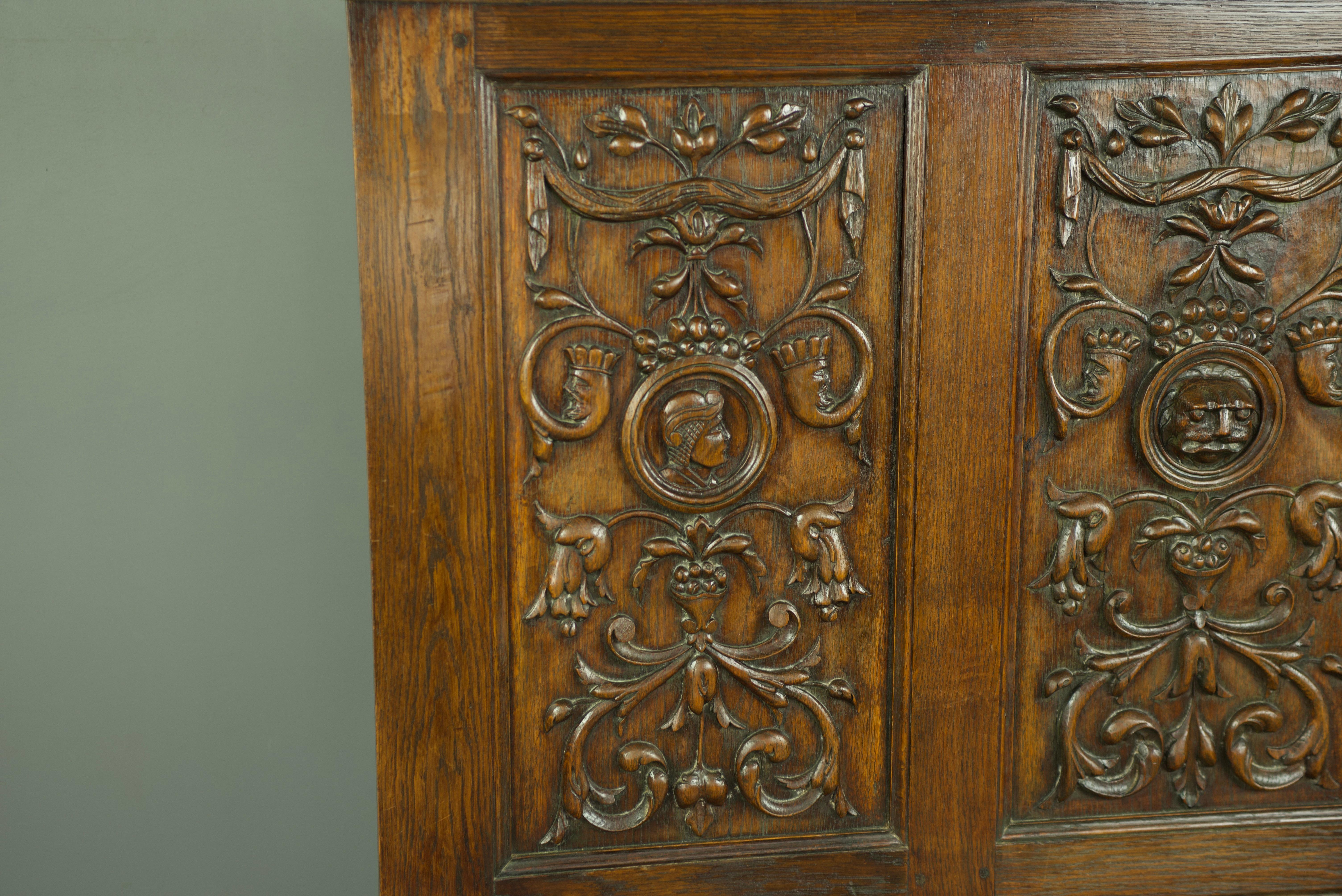 19th century carved oak bench 1