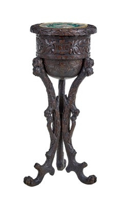 19th Century Carved Oak Black Forest Caddy on Stand