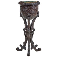 19th Century Carved Oak Black Forest Caddy on Stand