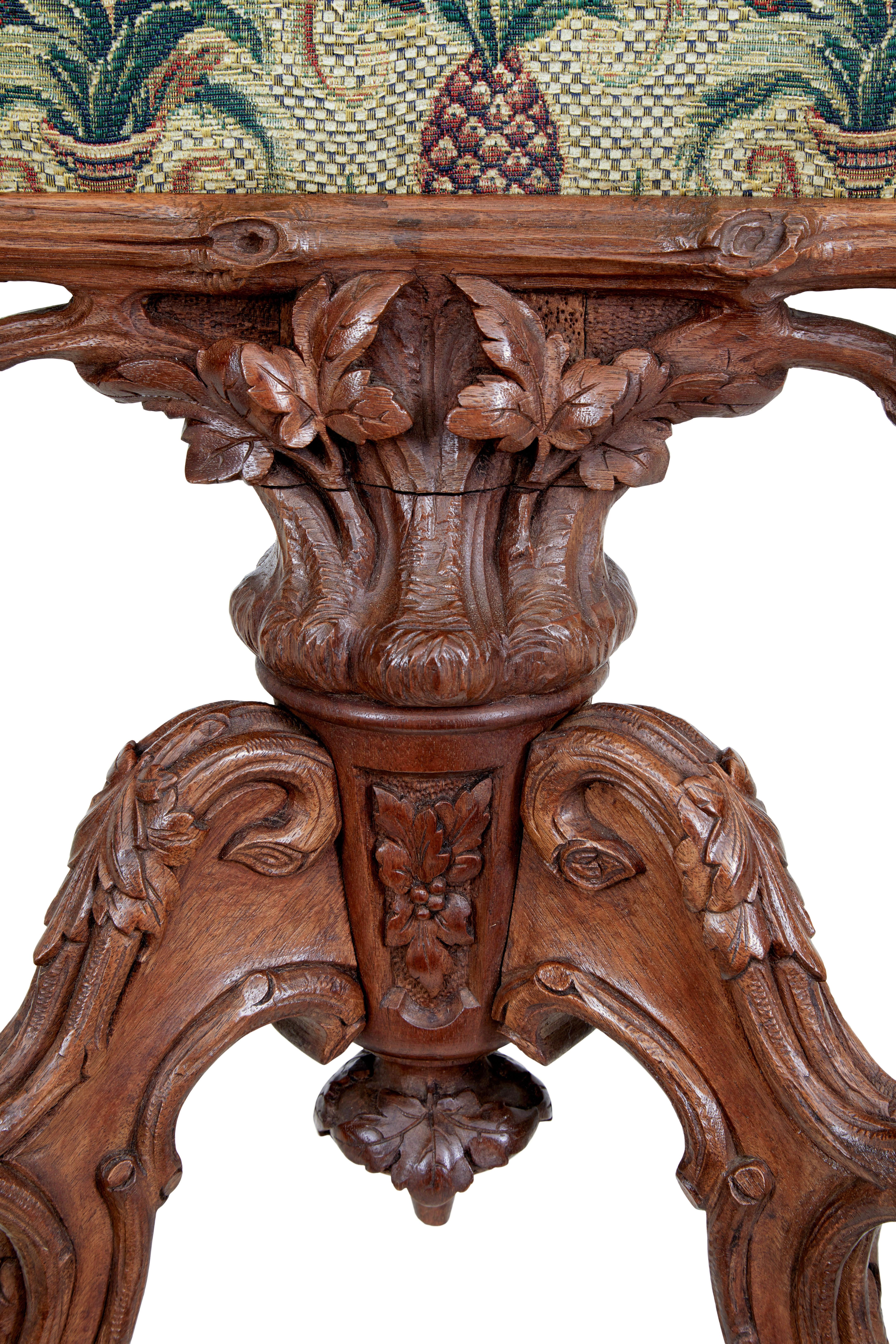 Hand-Carved 19th Century Carved Oak Black Forest Fire Screen For Sale