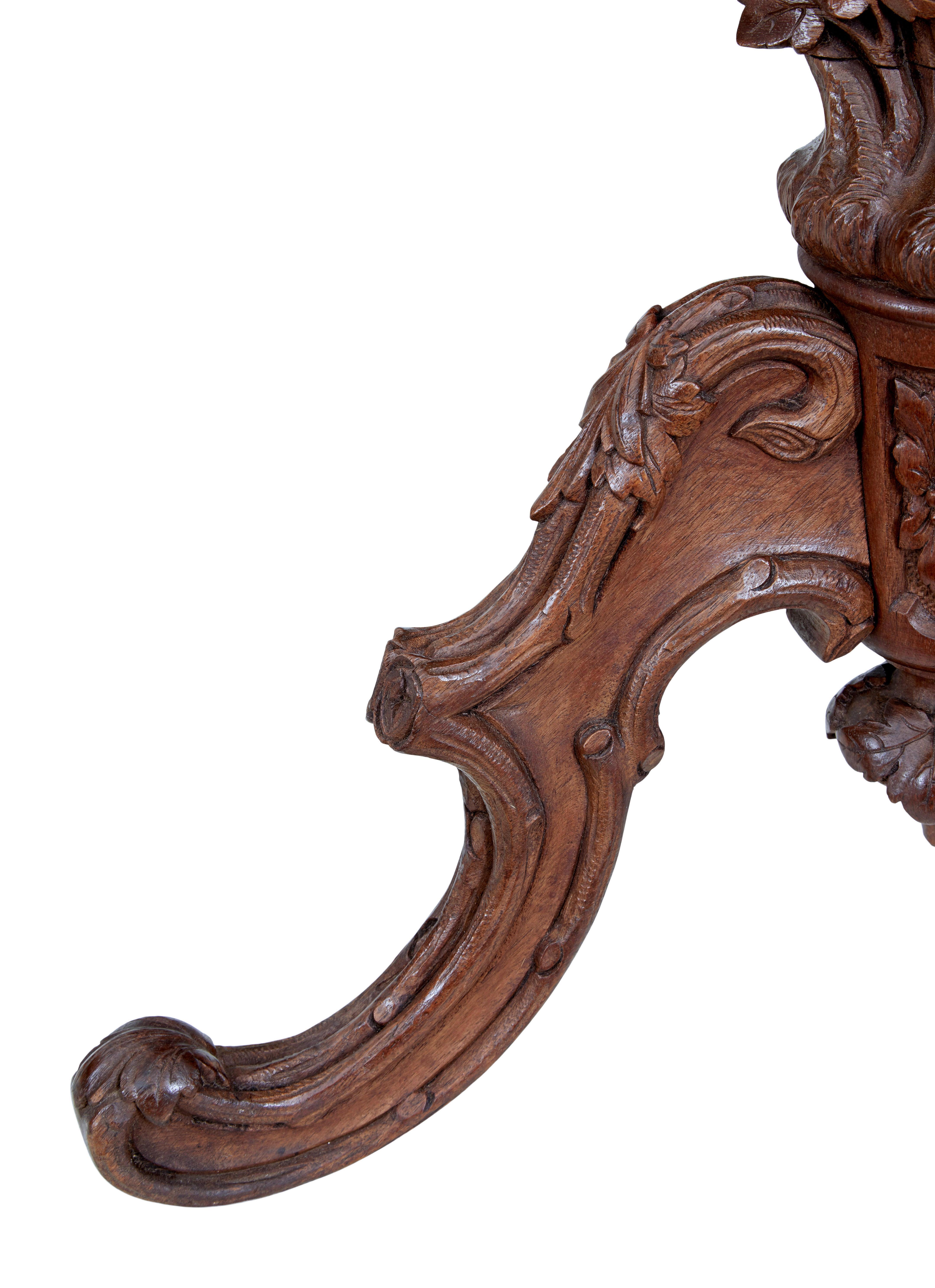 Hand-Carved 19th Century carved oak black forest fire screen For Sale