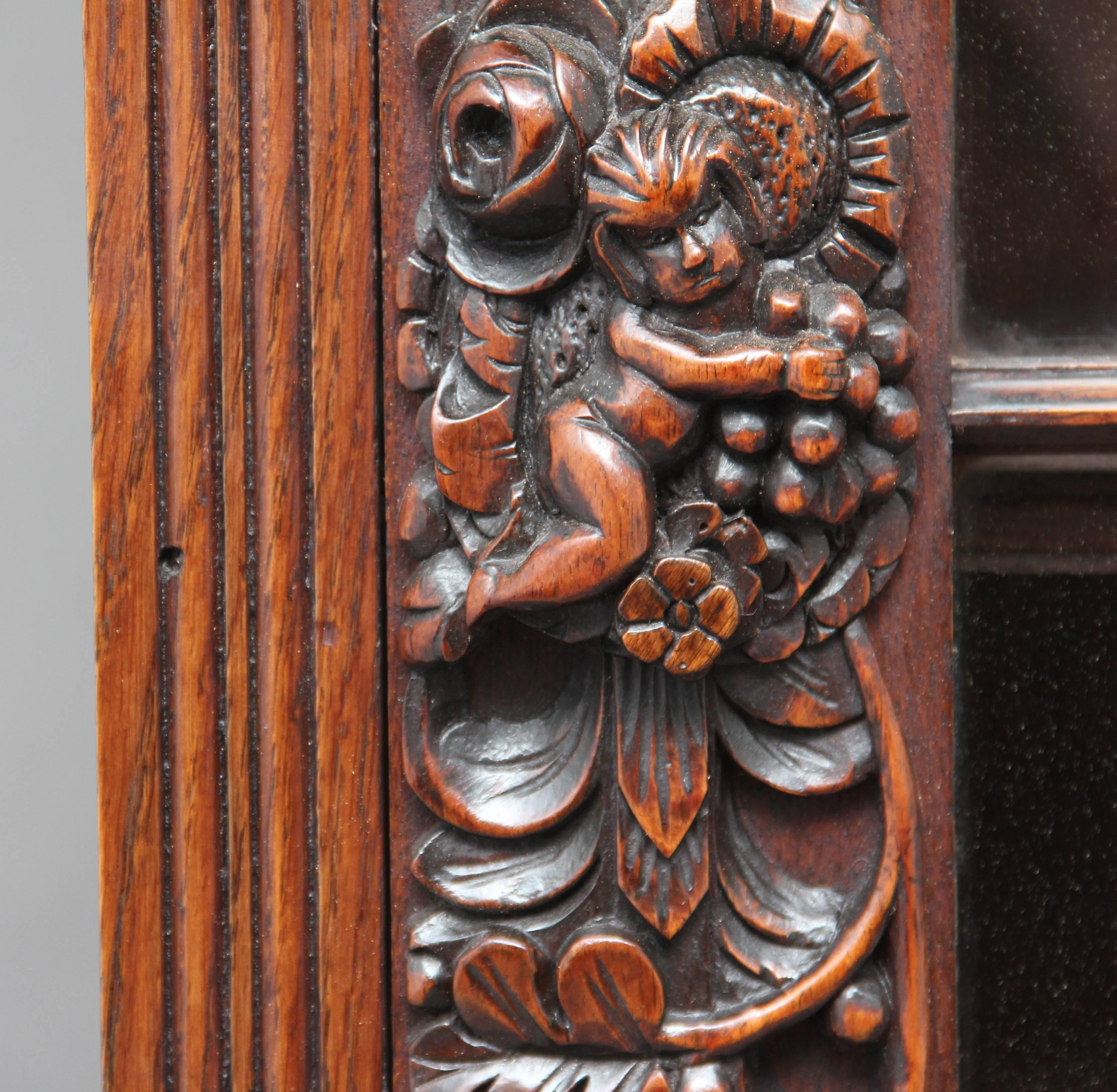 19th Century Carved Oak Bookcase 7