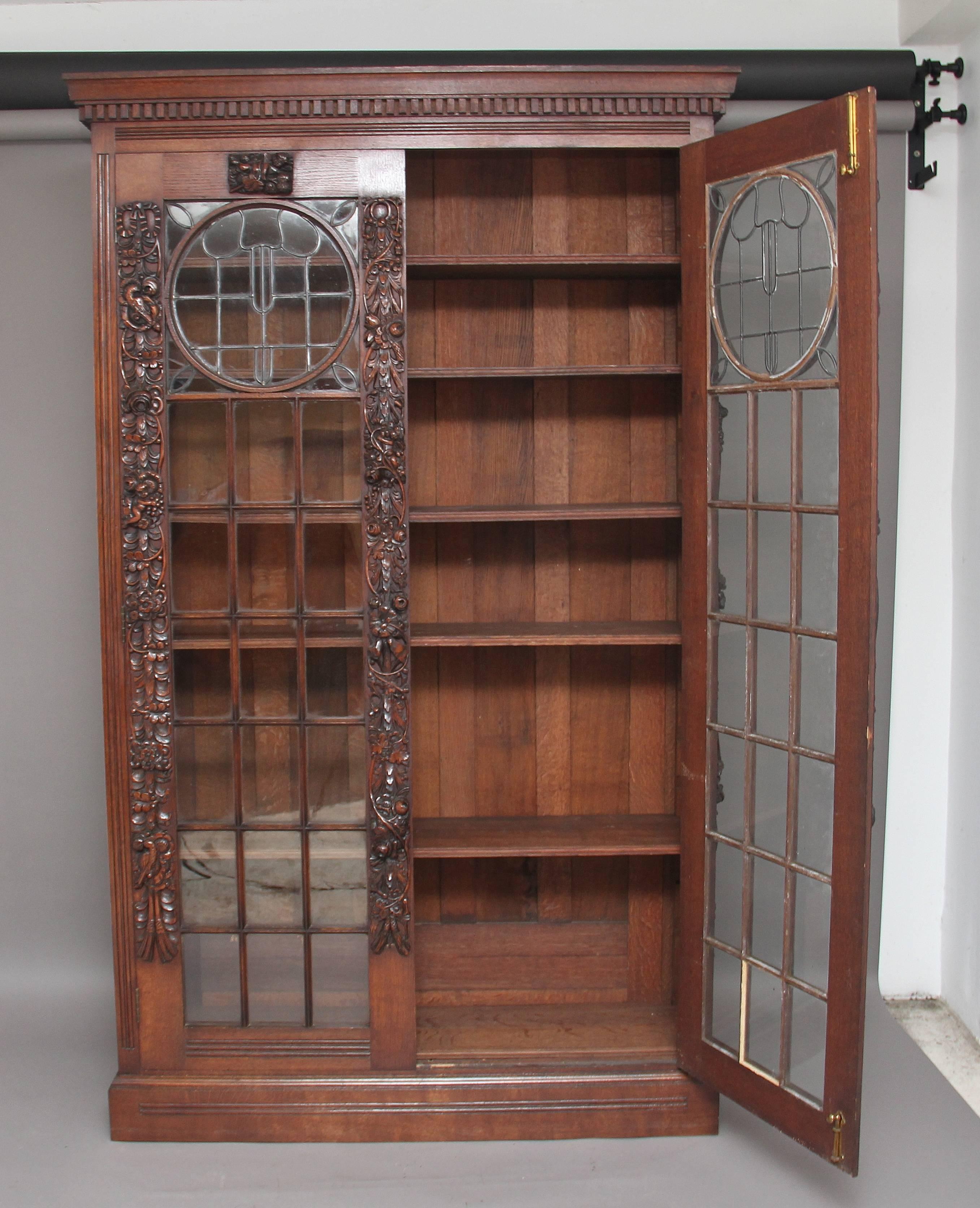 English 19th Century Carved Oak Bookcase