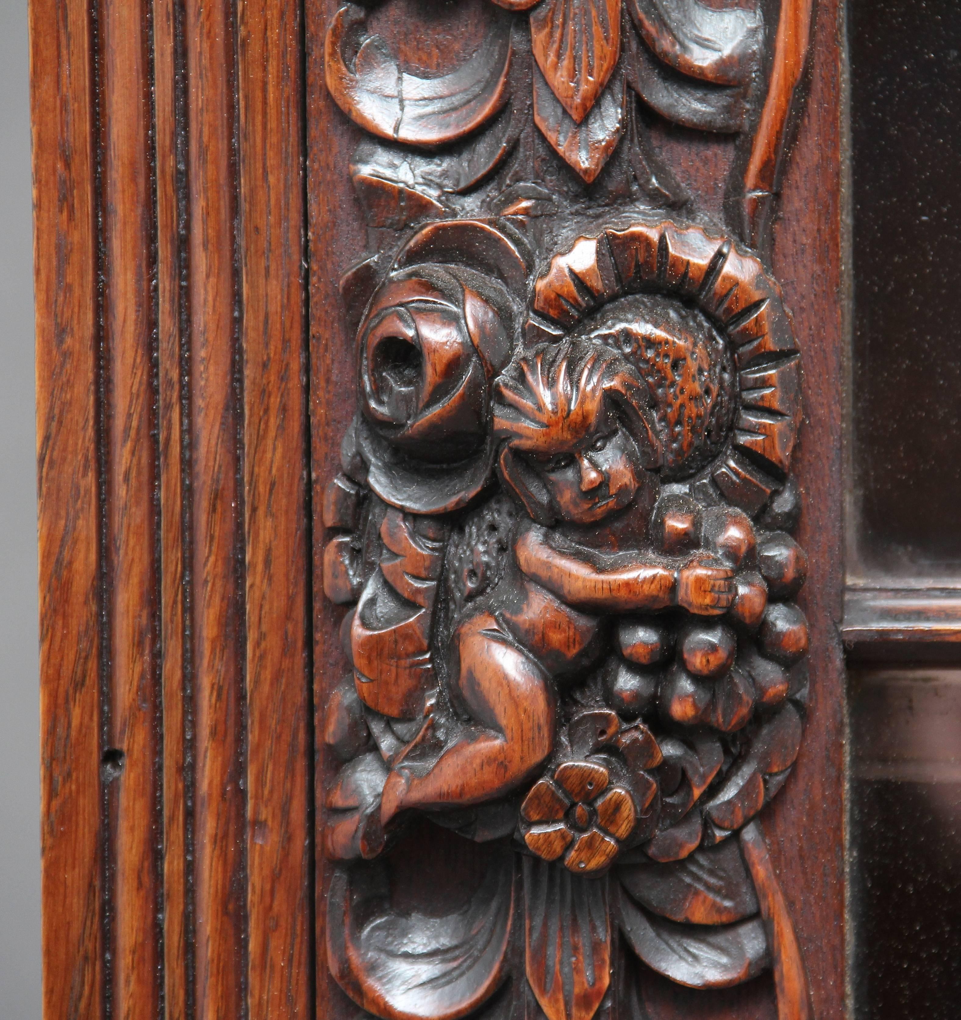 19th Century Carved Oak Bookcase 4