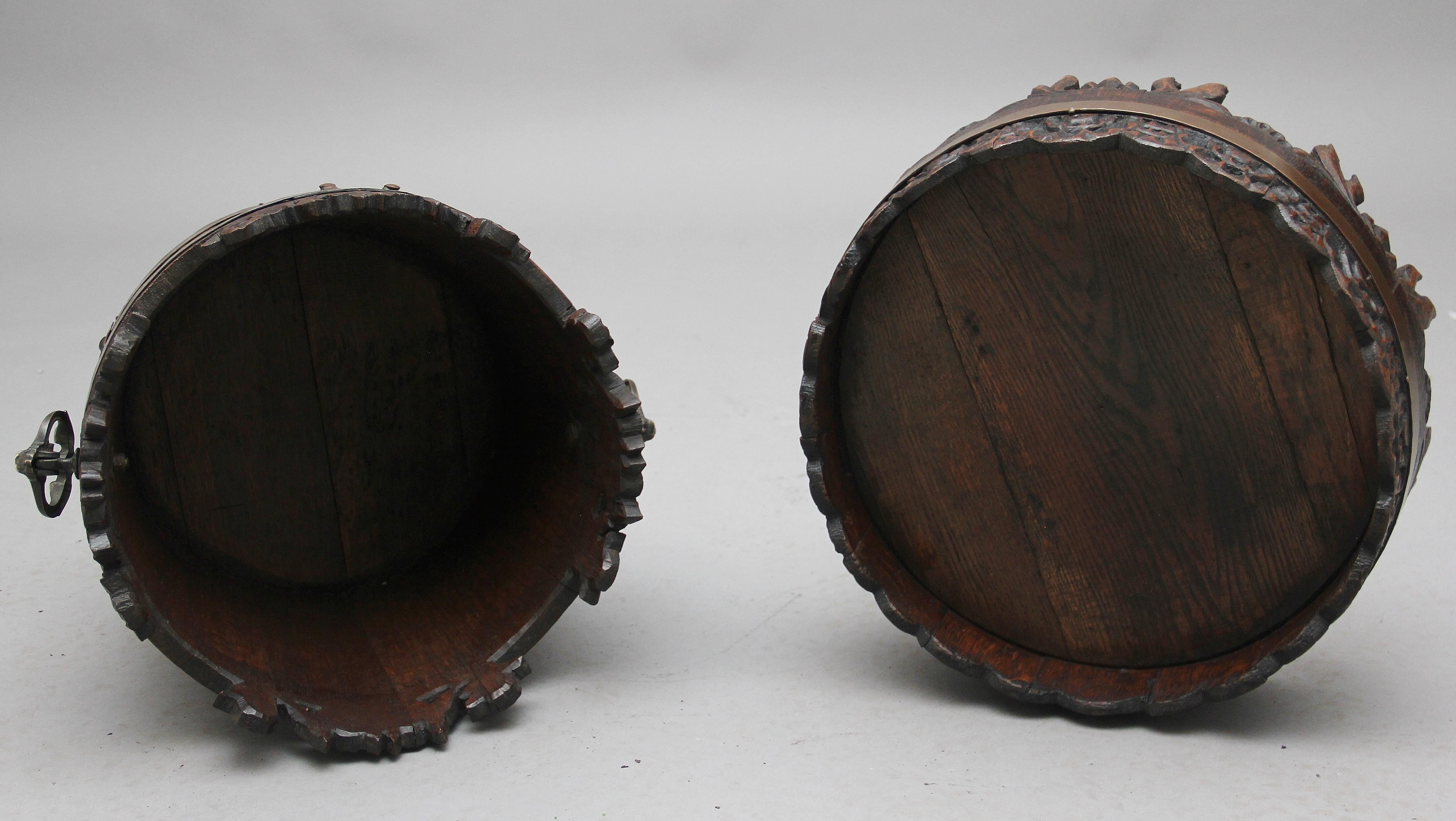 Mid-19th Century 19th Century Carved Oak Bucket and Stand For Sale
