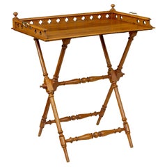 19th century carved oak butlers tray on stand