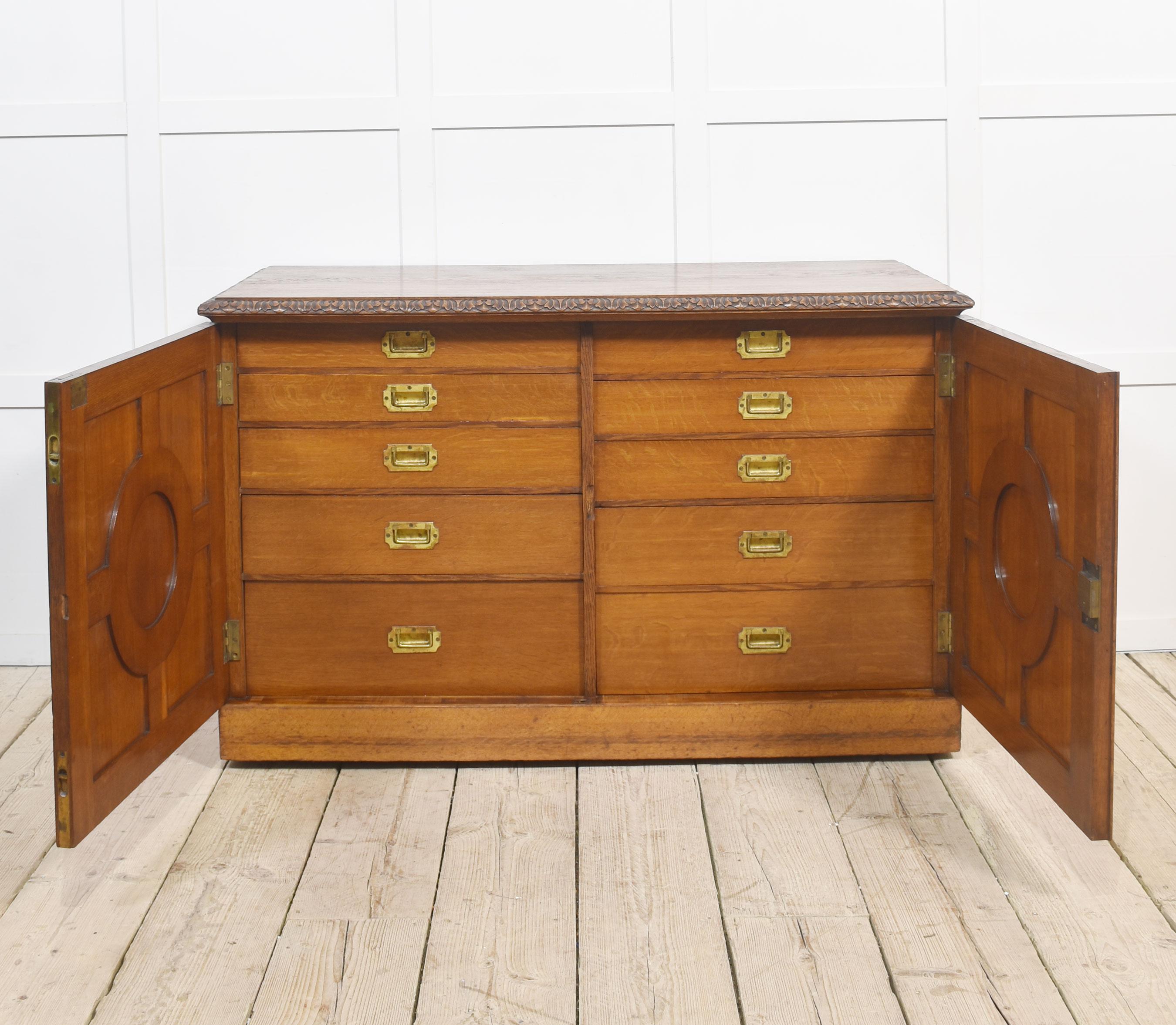 19th Century 19th century carved oak Cabinet For Sale