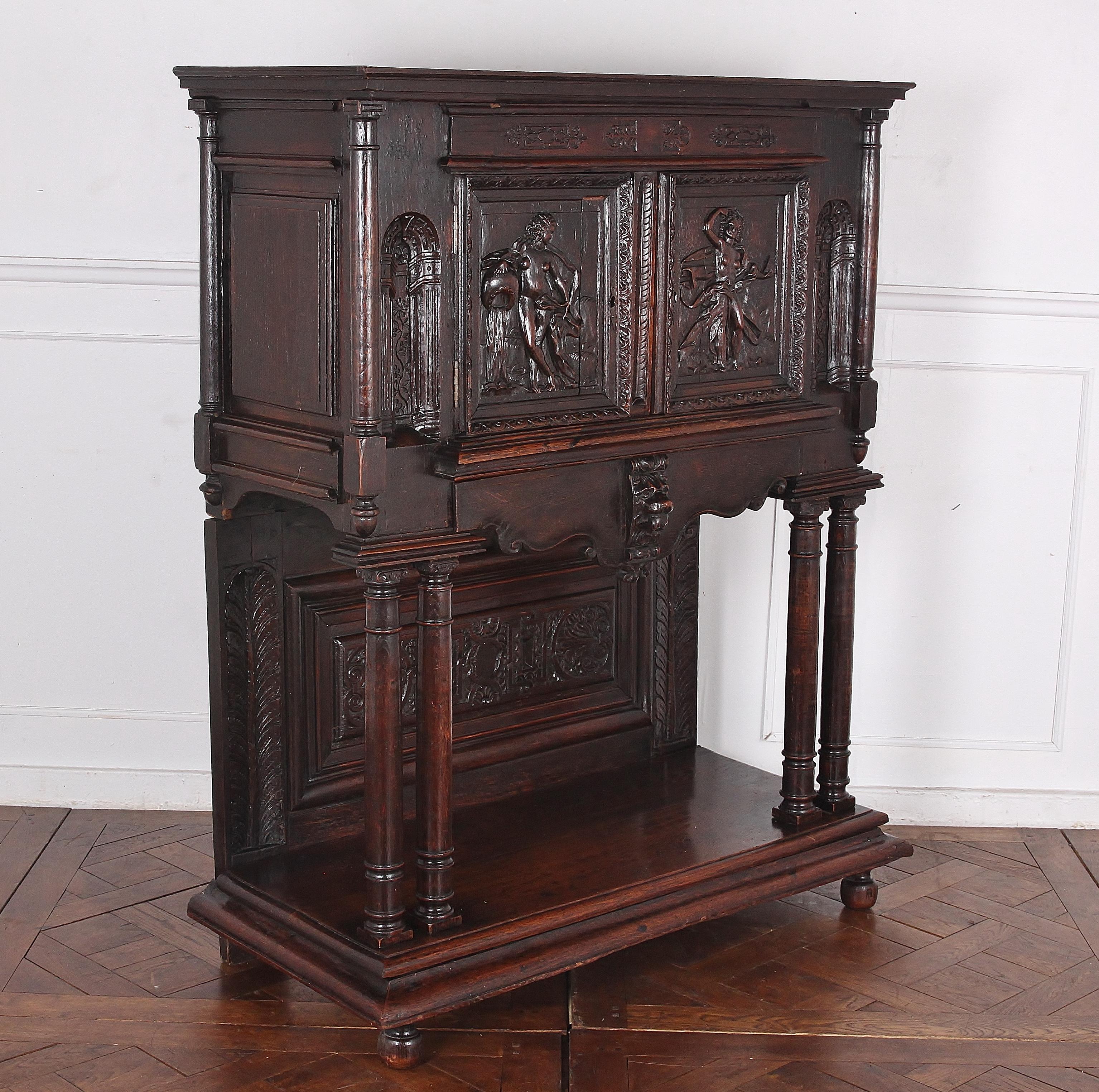 19th Century Carved Oak Cabinet on Stand 3