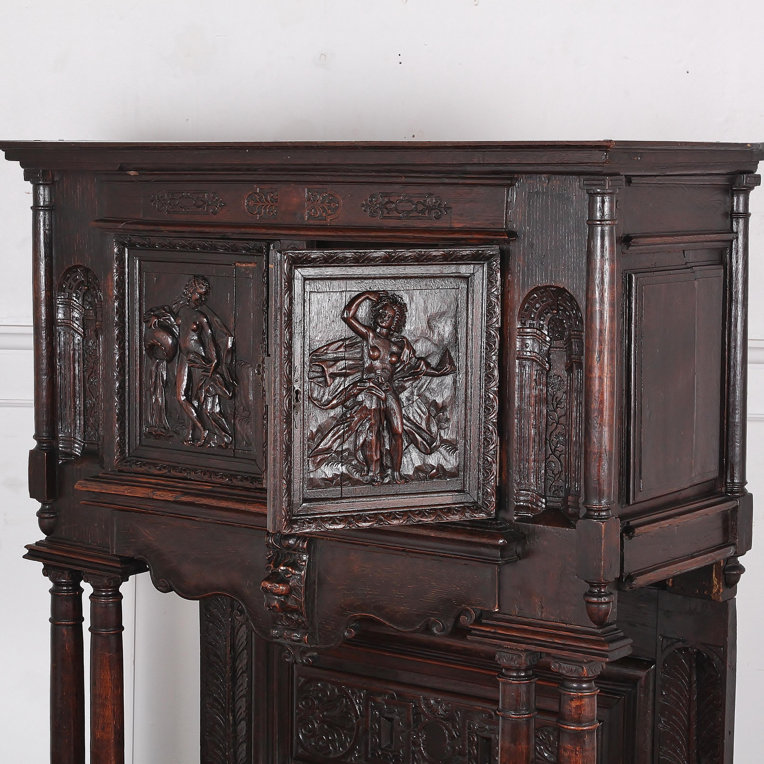 Renaissance Revival 19th Century Carved Oak Cabinet on Stand