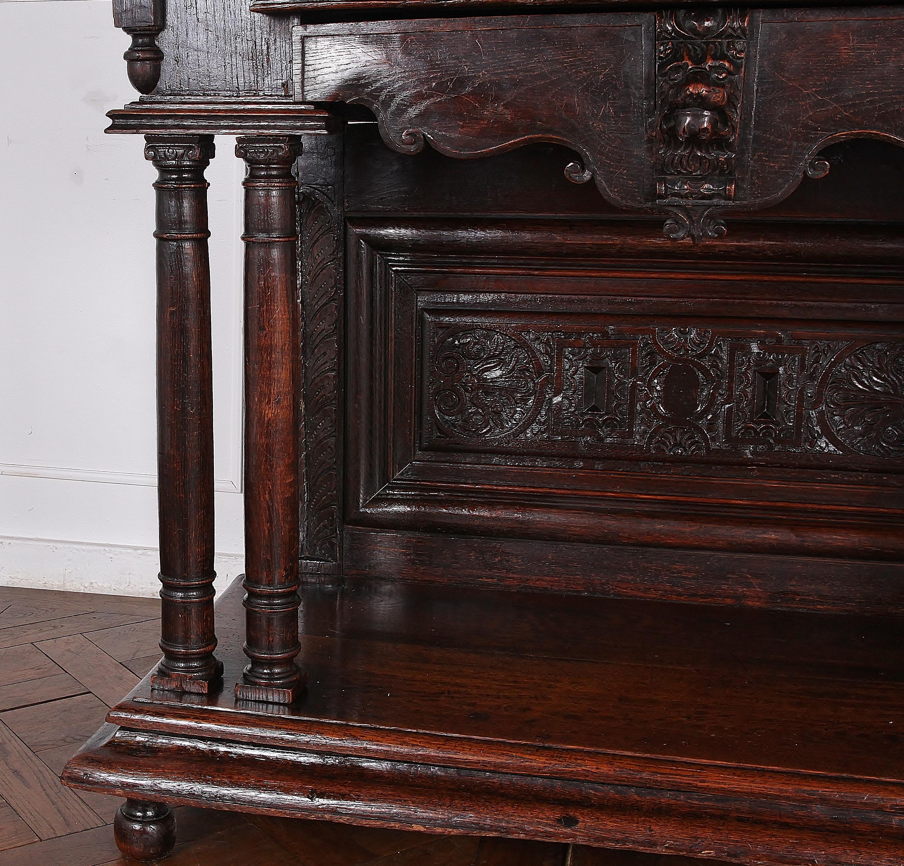 Mid-19th Century 19th Century Carved Oak Cabinet on Stand