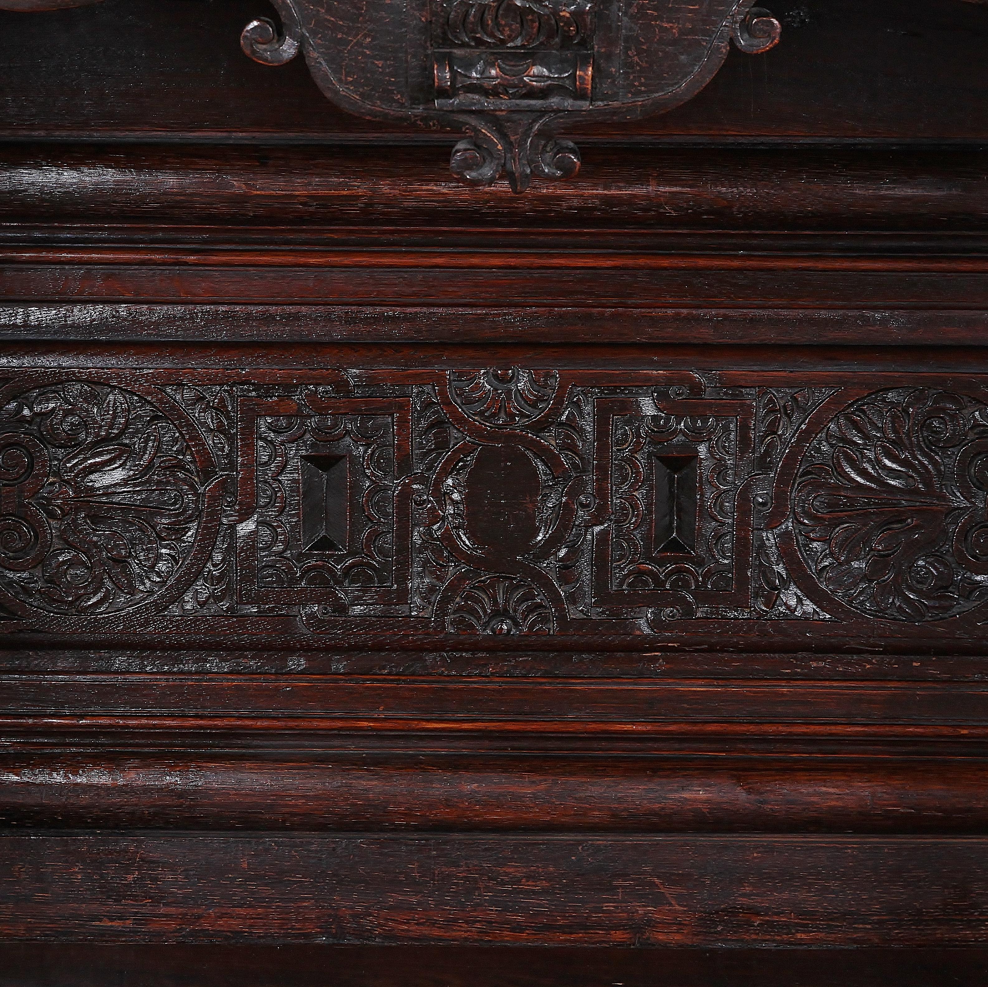 19th Century Carved Oak Cabinet on Stand 1