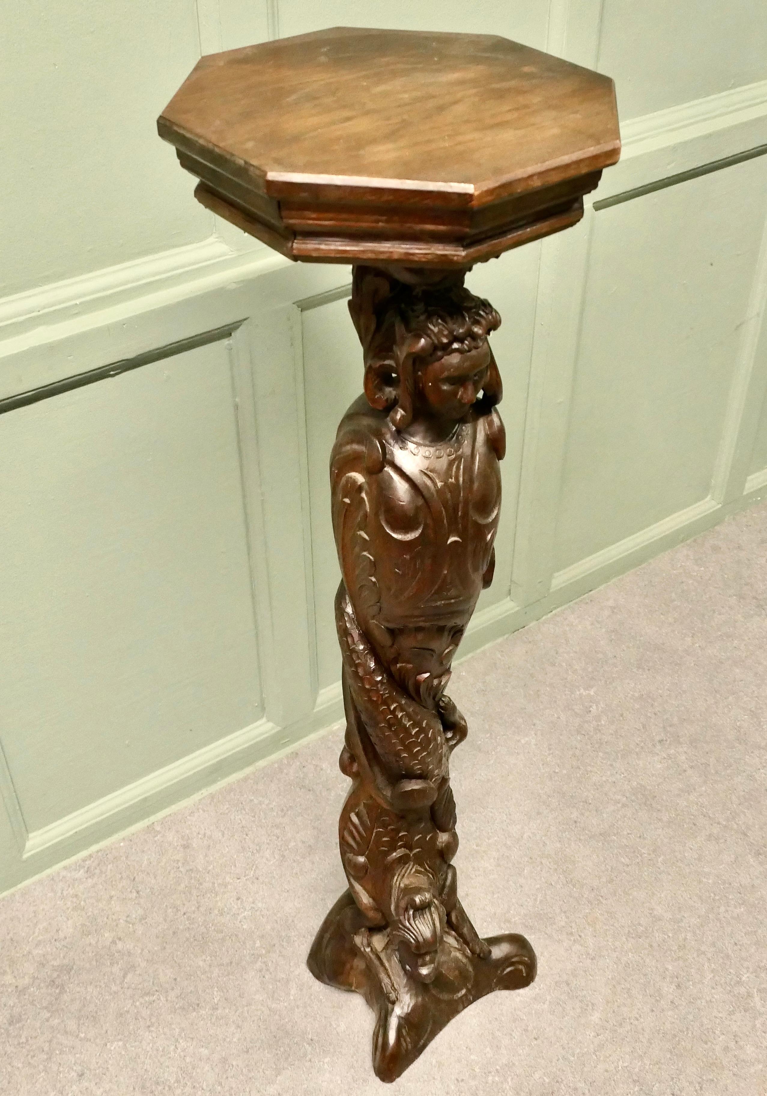 19th Century Carved Oak Caryatid Pedestal This is a superbly carved piece For Sale 1