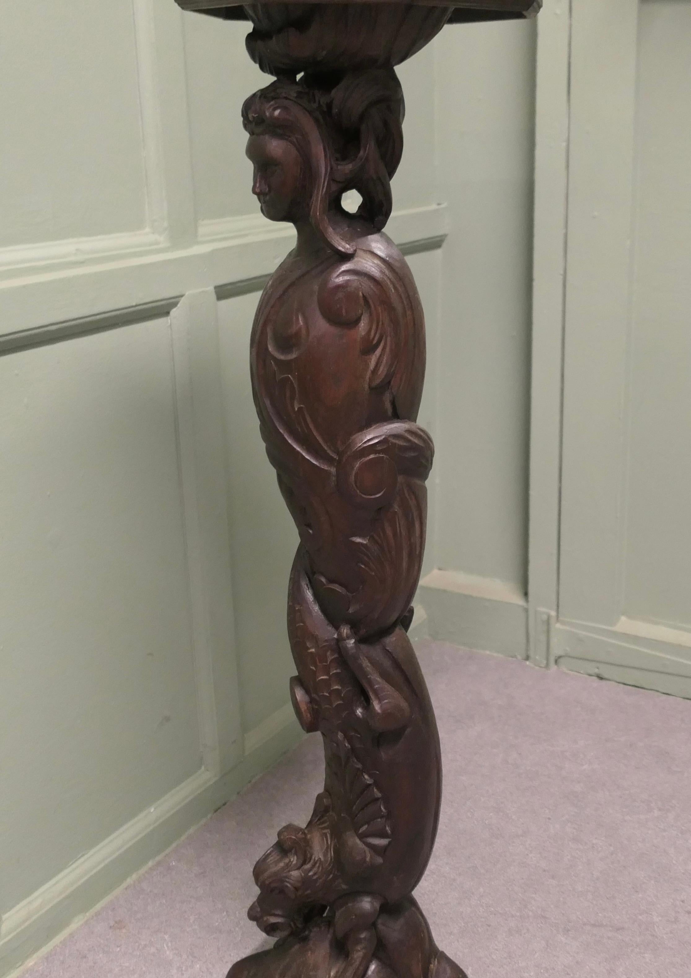 19th Century Carved Oak Caryatid Pedestal This is a superbly carved piece For Sale 2