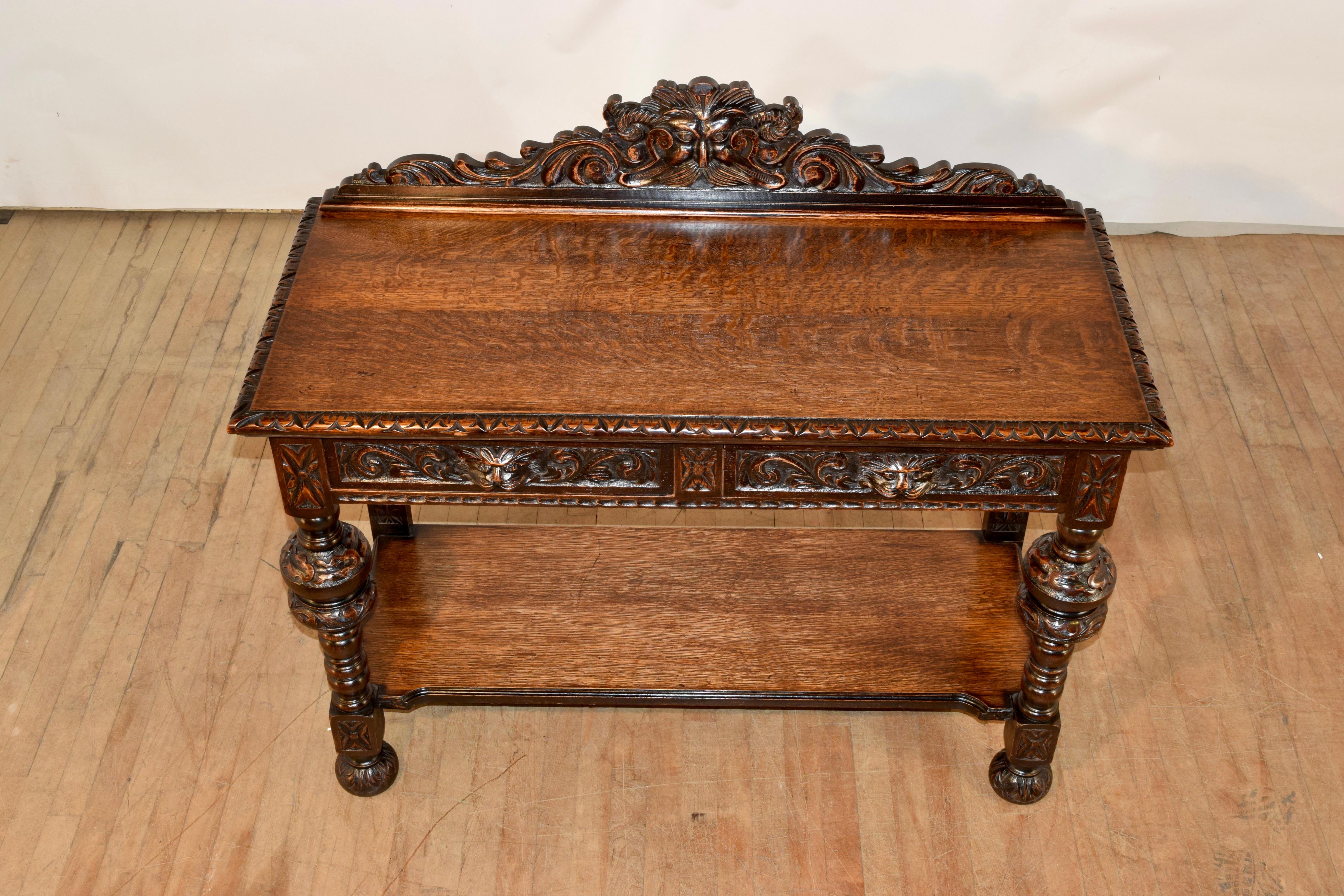 Table console en Oak sculpté du 19ème siècle en vente 3