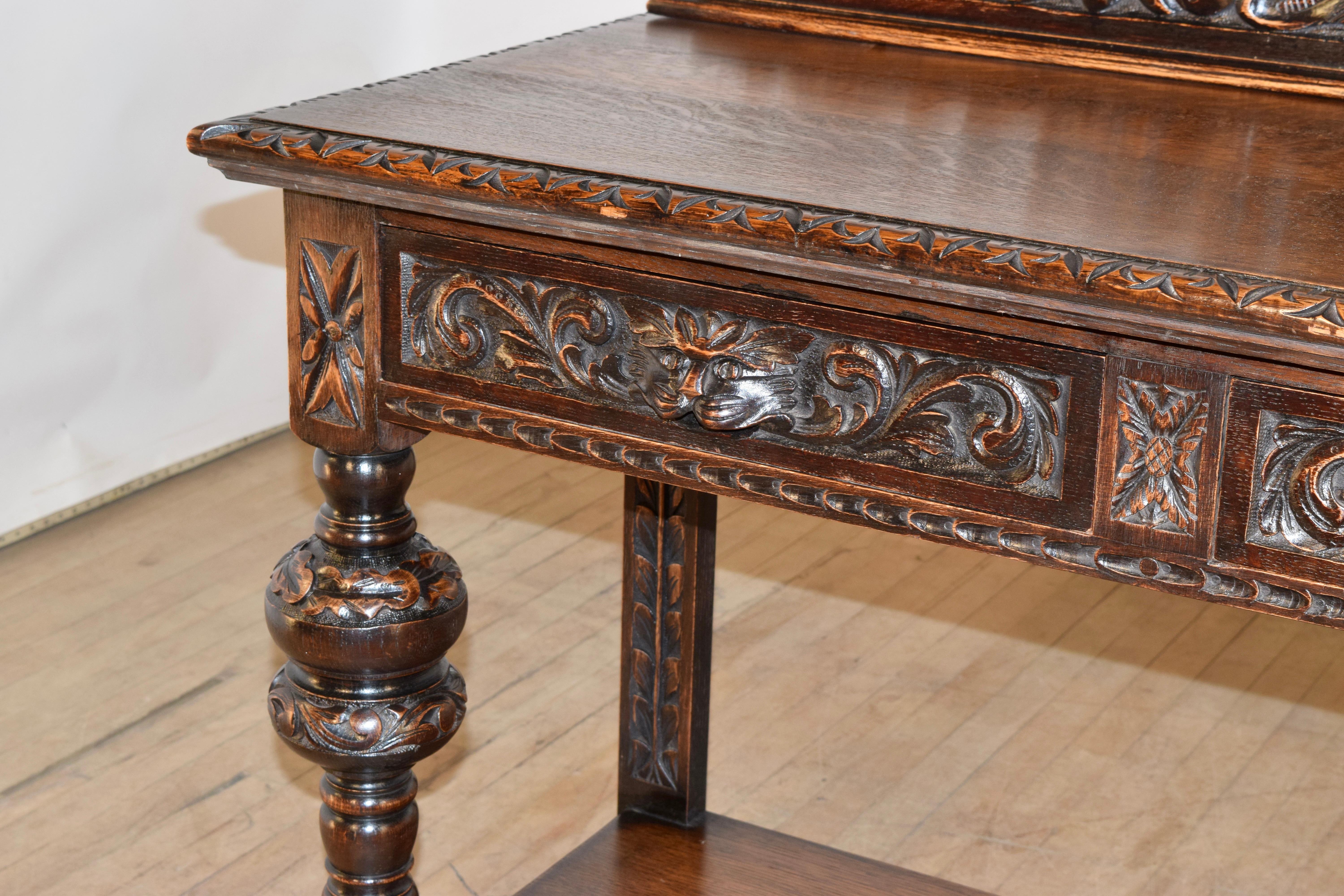 19th Century Carved Oak Console Table For Sale 3