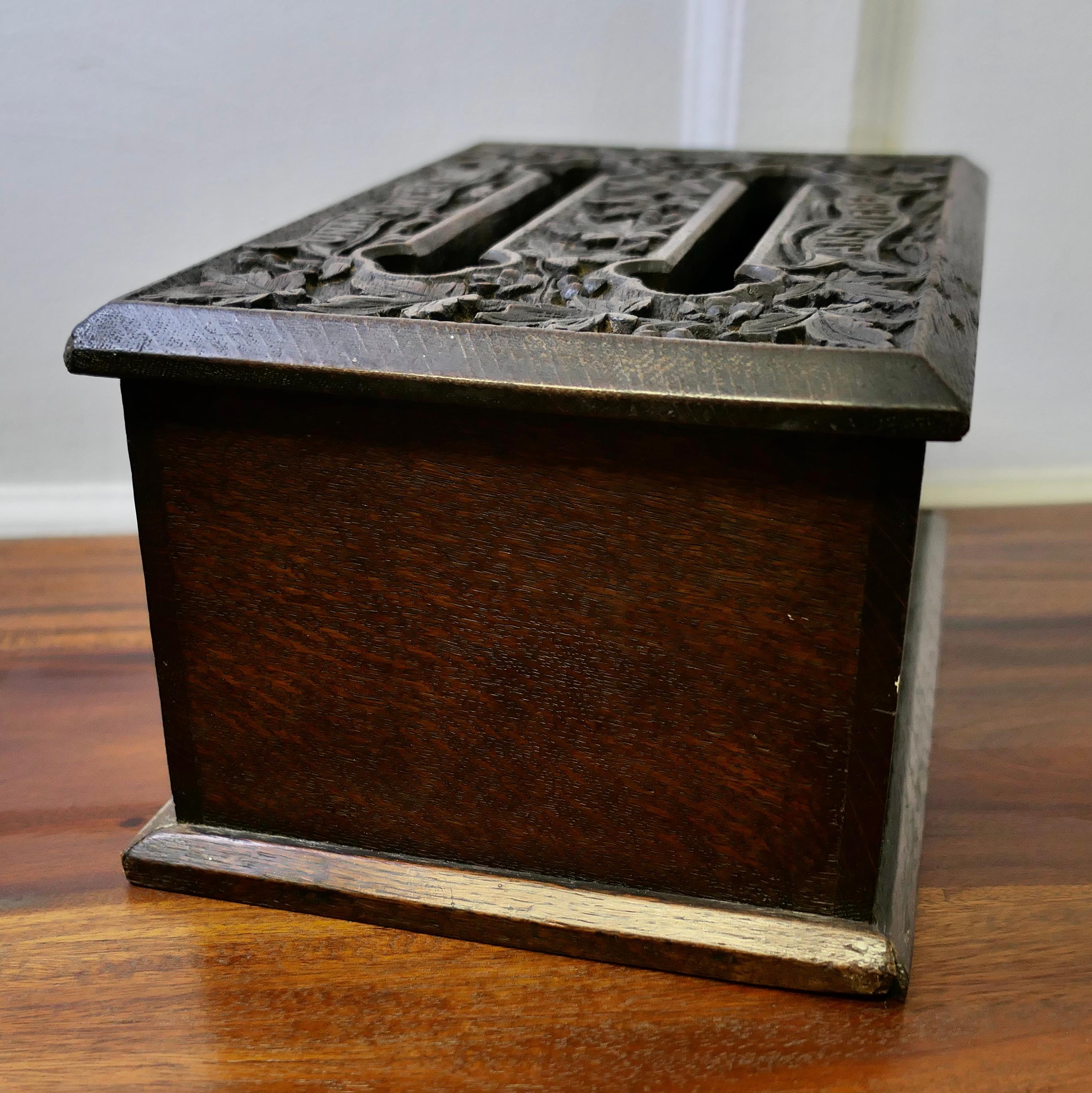 19th Century Carved Oak Correspondence, Post or Letter Box    For Sale 3