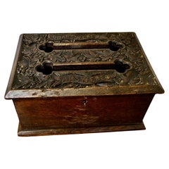 Used 19th Century Carved Oak Correspondence, Post or Letter Box   